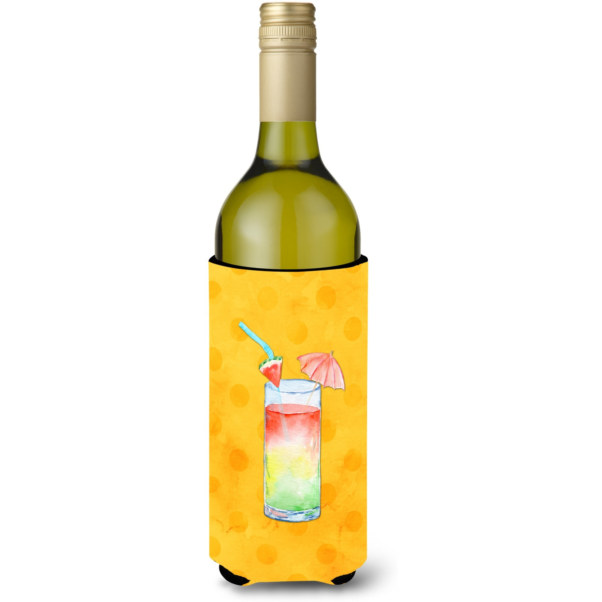 &quotCaroline's Treasures Umberella Cocktail Yellow Polkadot Beverage Insulator Hugger, 750 ml, Multicolor"