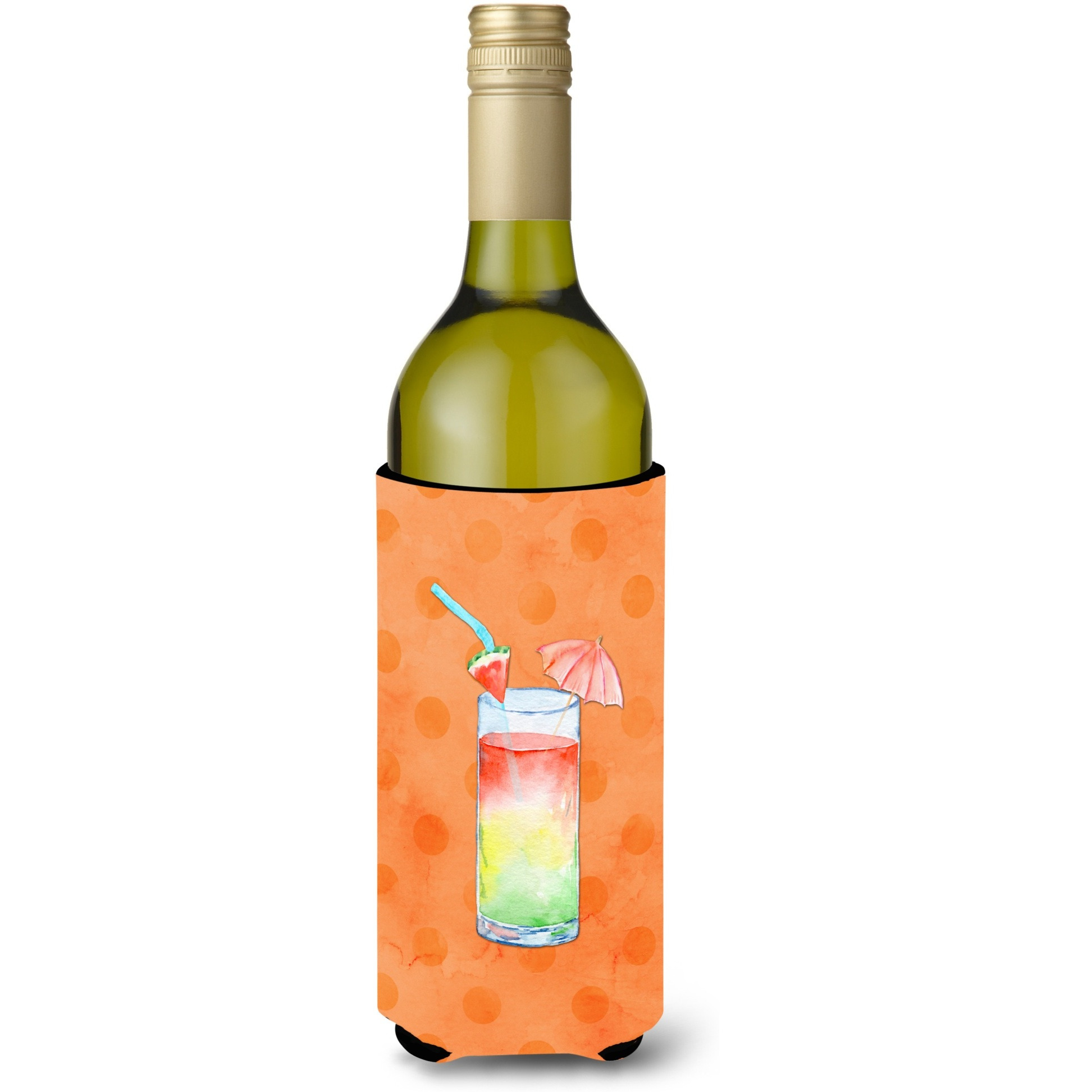 &quotCaroline's Treasures Umberella Cocktail Orange Polkadot Beverage Insulator Hugger, 750 ml, Multicolor"