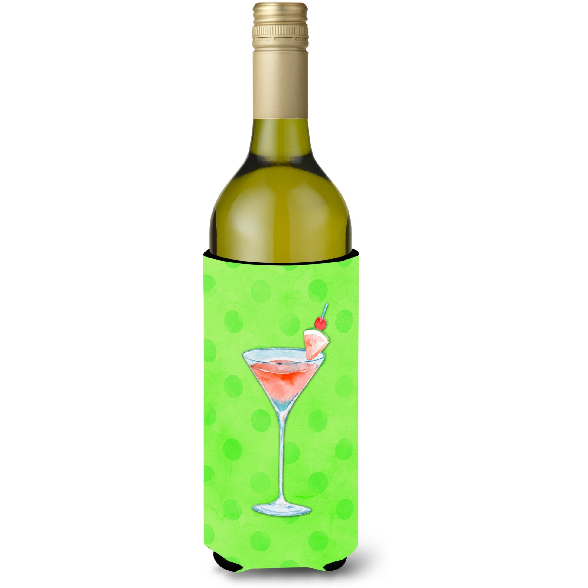 &quotCaroline's Treasures Summer Martini Green Polkadot Beverage Insulator Hugger, 750 ml, Multicolor"