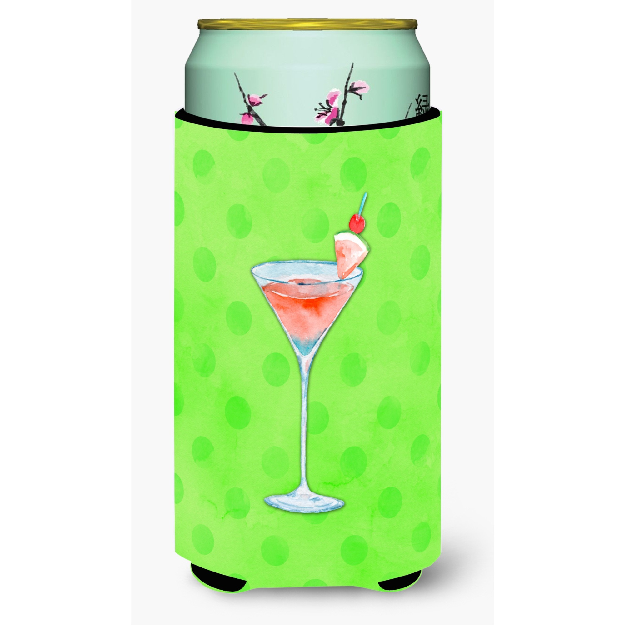 &quotCaroline's Treasures Summer Martini Green Polkadot Beverage Insulator Hugger, Tall, Multicolor"