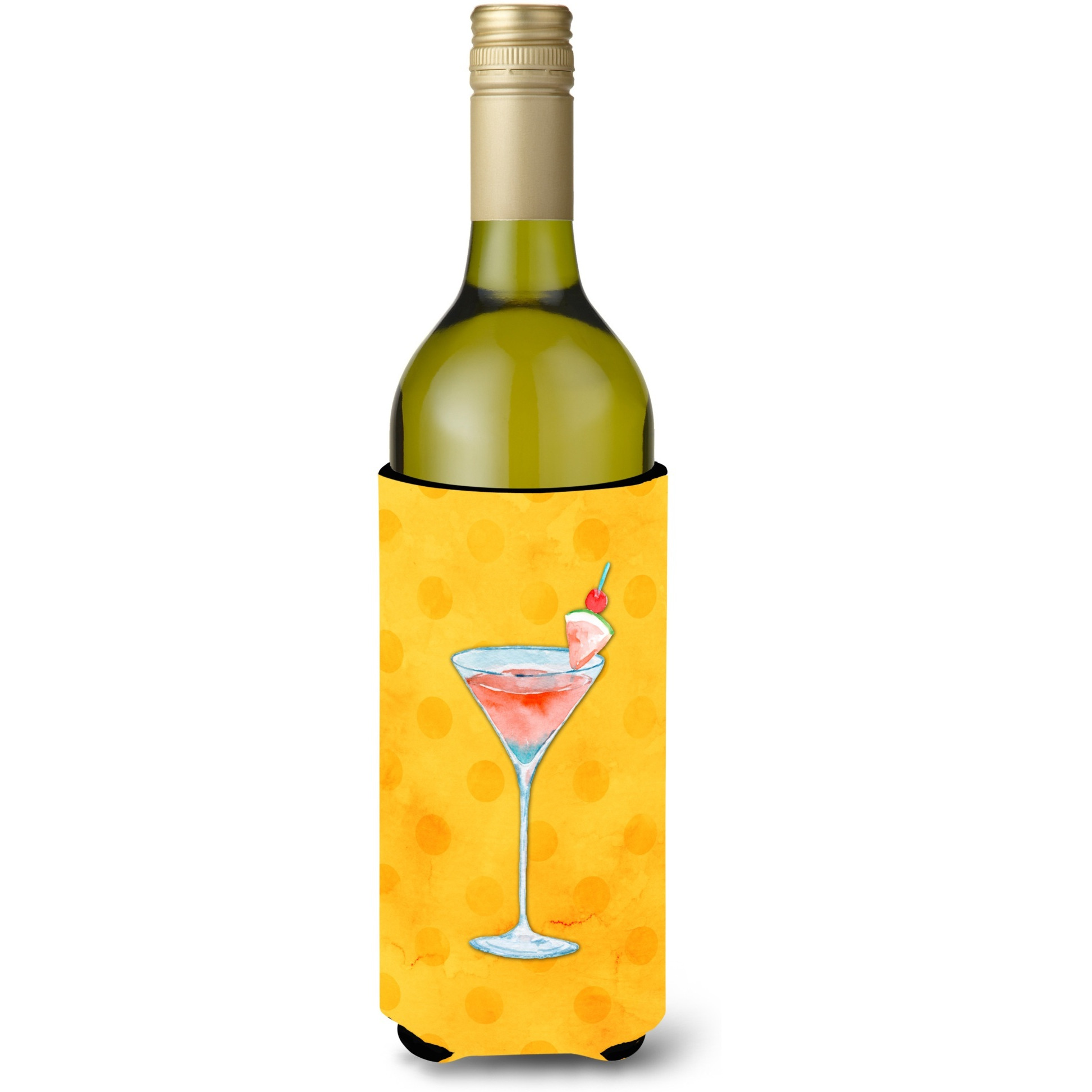 &quotCaroline's Treasures Summer Martini Yellow Polkadot Beverage Insulator Hugger, 750 ml, Multicolor"