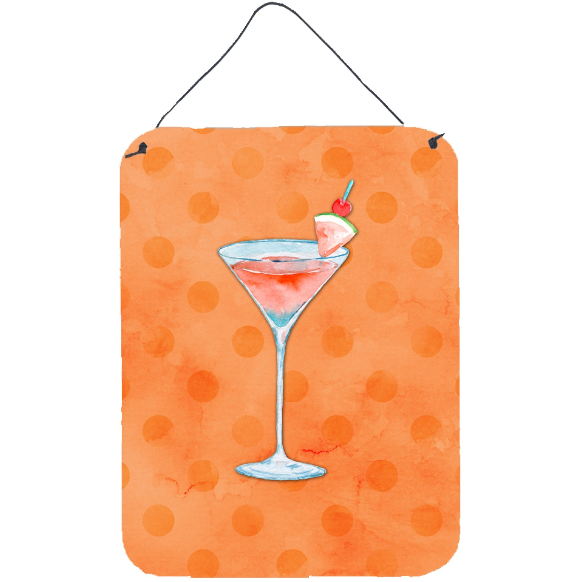 &quotCaroline's Treasures Summer Martini Orange Polkadot Metal Print, 16hx12w, Multicolor"