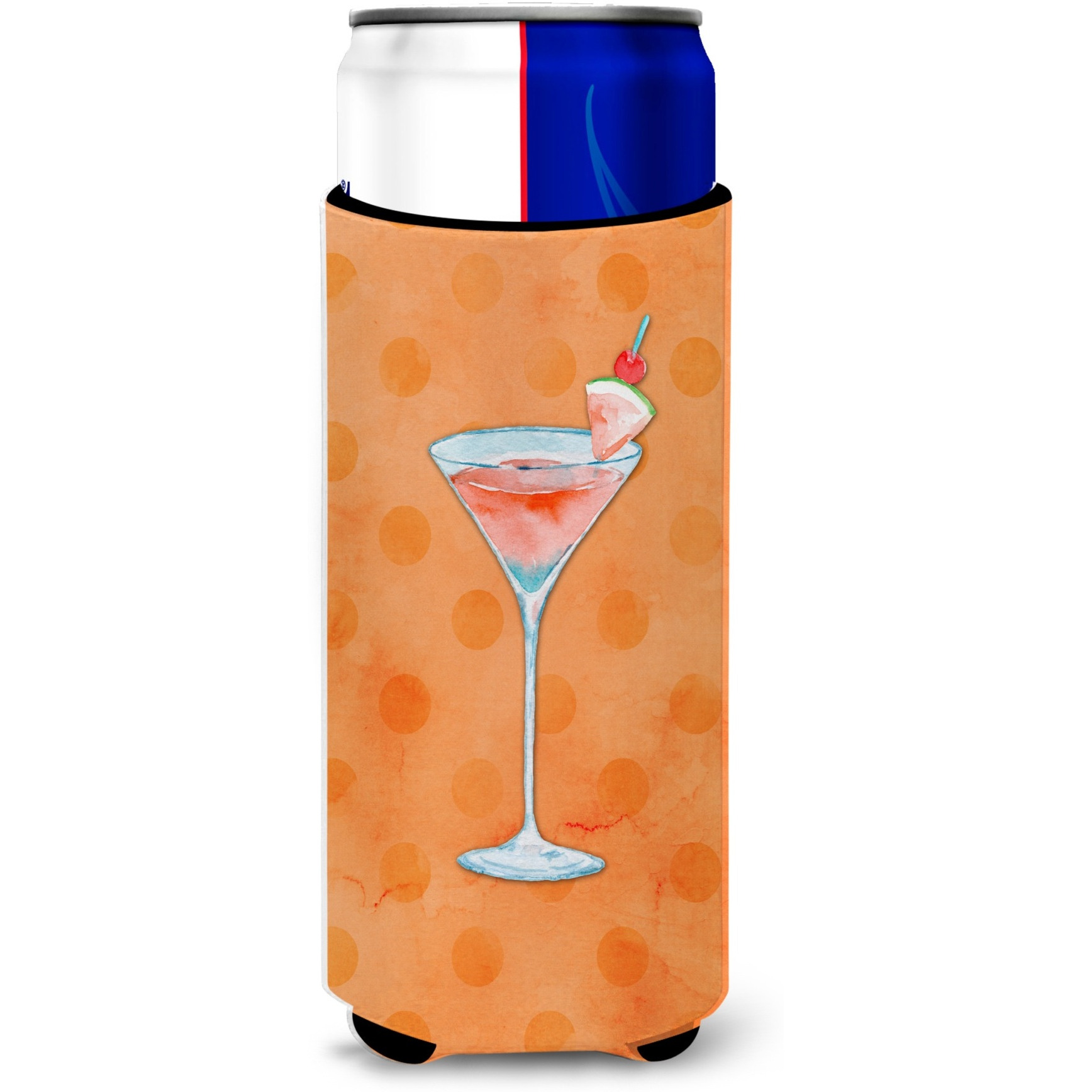 &quotCaroline's Treasures Summer Martini Orange Polkadot Beverage Insulator Hugger, Slim, Multicolor"
