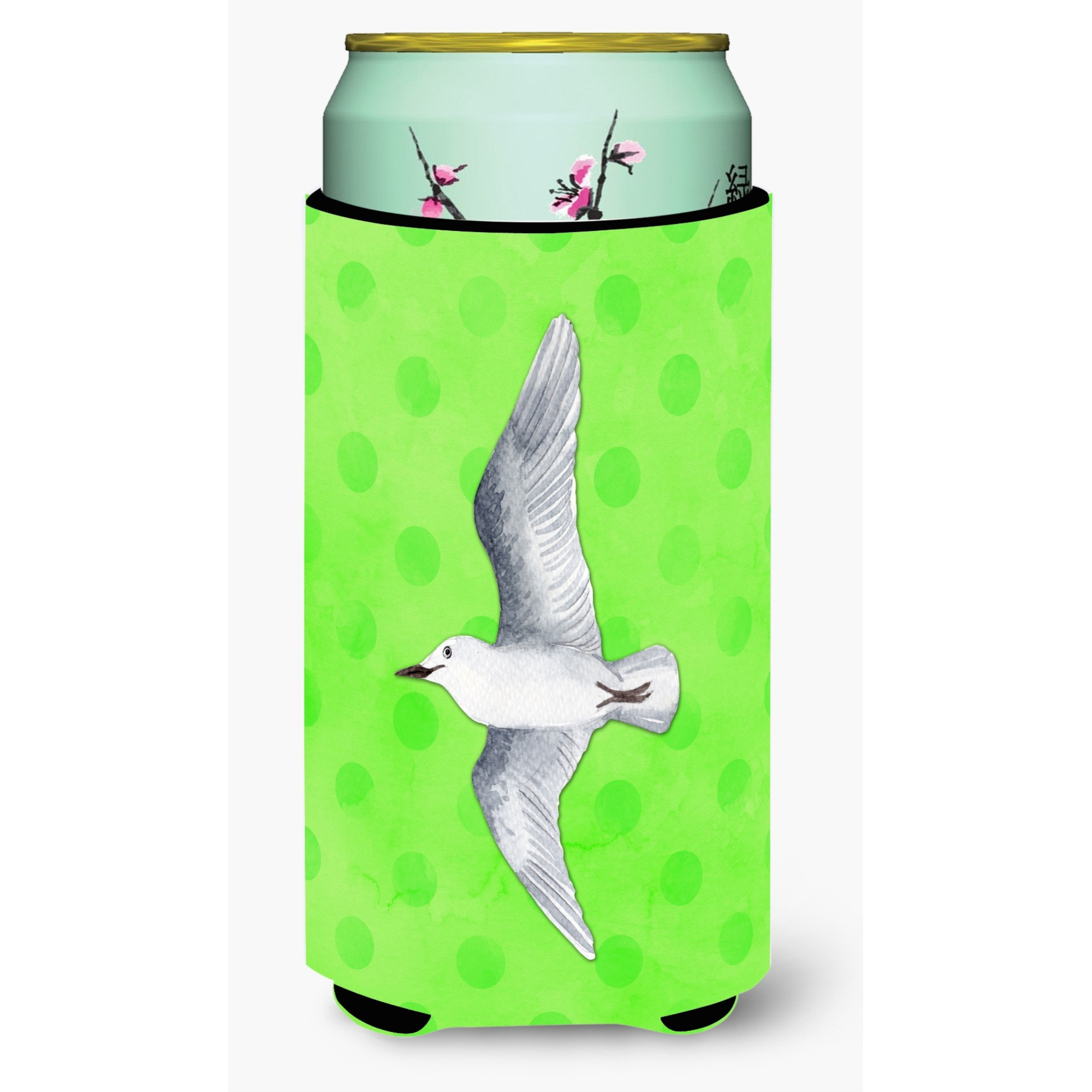 &quotCaroline's Treasures Sea Gull Green Polkadot Beverage Insulator Hugger, Tall, Multicolor"