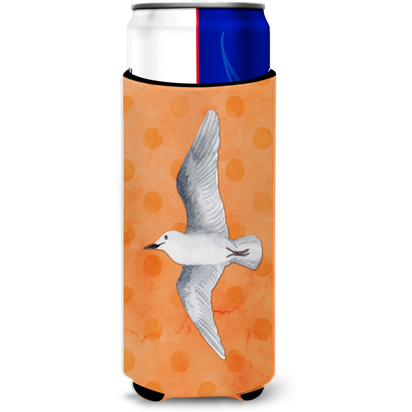 &quotCaroline's Treasures Sea Gull Orange Polkadot Beverage Insulator Hugger, Slim, Multicolor"
