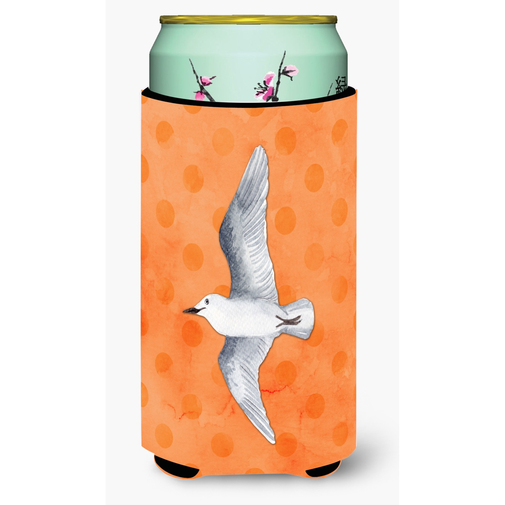 &quotCaroline's Treasures Sea Gull Orange Polkadot Beverage Insulator Hugger, Tall, Multicolor"