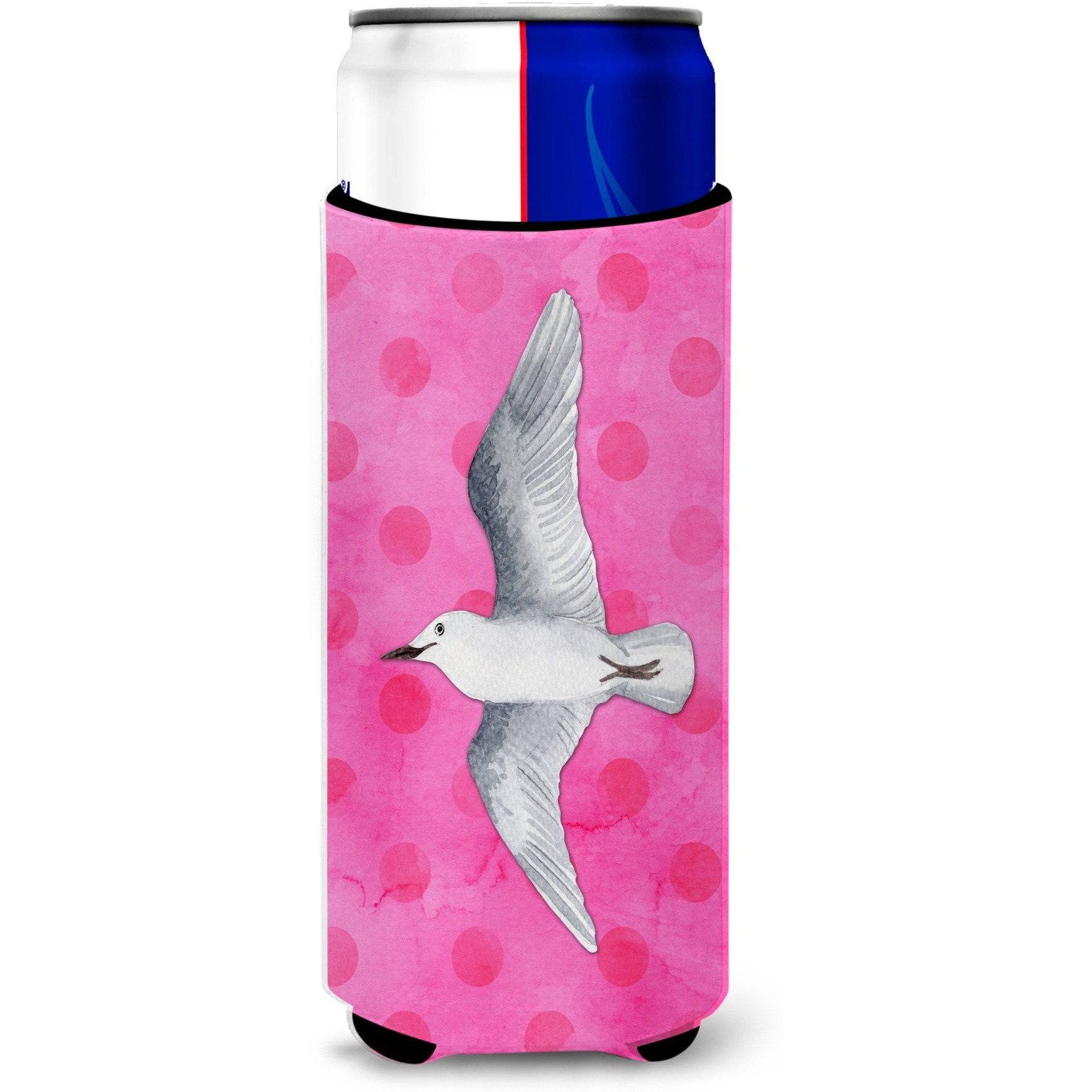 &quotCaroline's Treasures Sea Gull Pink Polkadot Beverage Insulator Hugger, Slim, Multicolor"