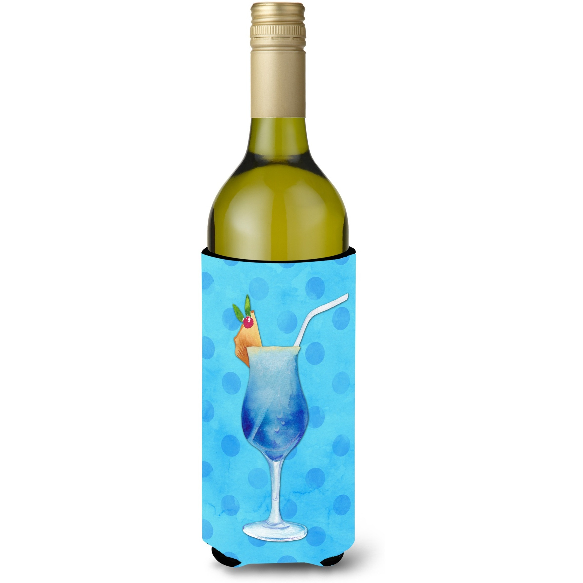 &quotCaroline's Treasures Summer Cocktail Blue Polkadot Beverage Insulator Hugger, 750 ml, Multicolor"