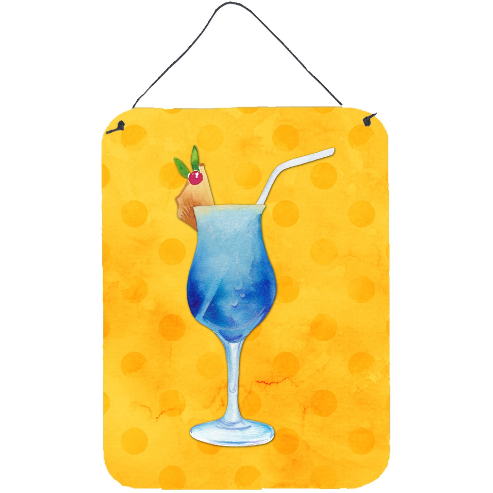 &quotCaroline's Treasures Summer Cocktail Yellow Polkadot Metal Print, 16hx12w, Multicolor"