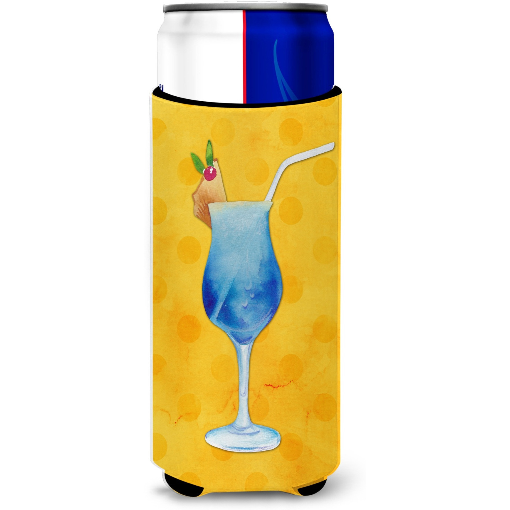 &quotCaroline's Treasures Summer Cocktail Yellow Polkadot Beverage Insulator Hugger, Slim, Multicolor"