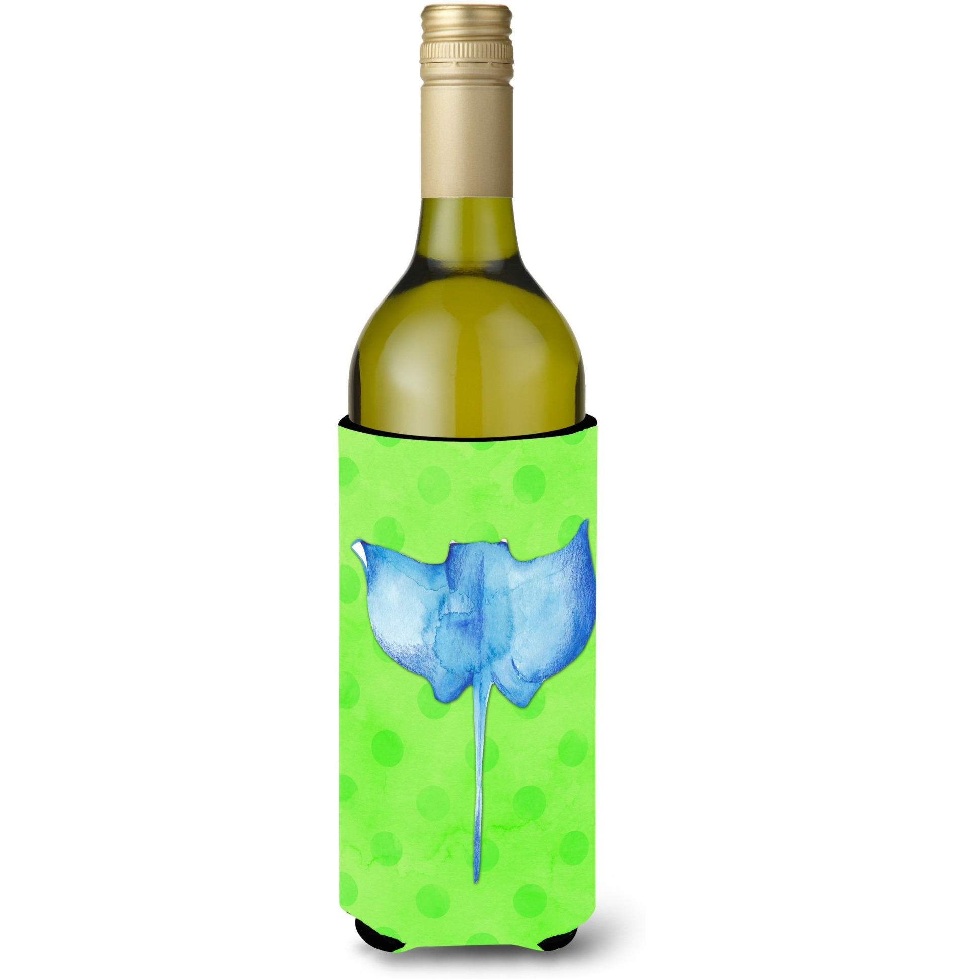 &quotCaroline's Treasures Sting Ray Green Polkadot Beverage Insulator Hugger, 750 ml, Multicolor"