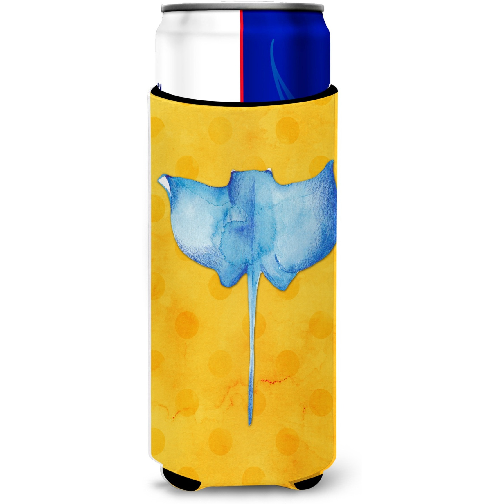 &quotCaroline's Treasures Sting Ray Yellow Polkadot Beverage Insulator Hugger, Slim, Multicolor"
