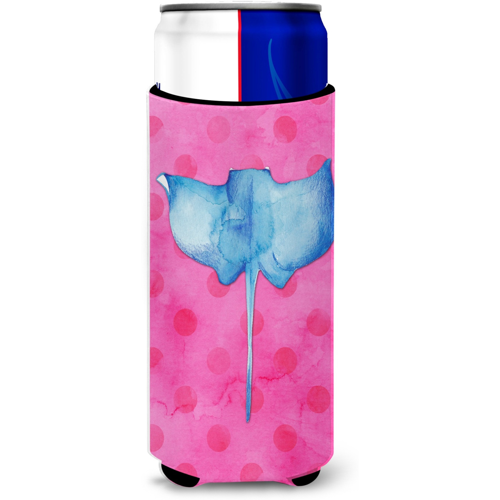 &quotCaroline's Treasures Sting Ray Pink Polkadot Beverage Insulator Hugger, Slim, Multicolor"