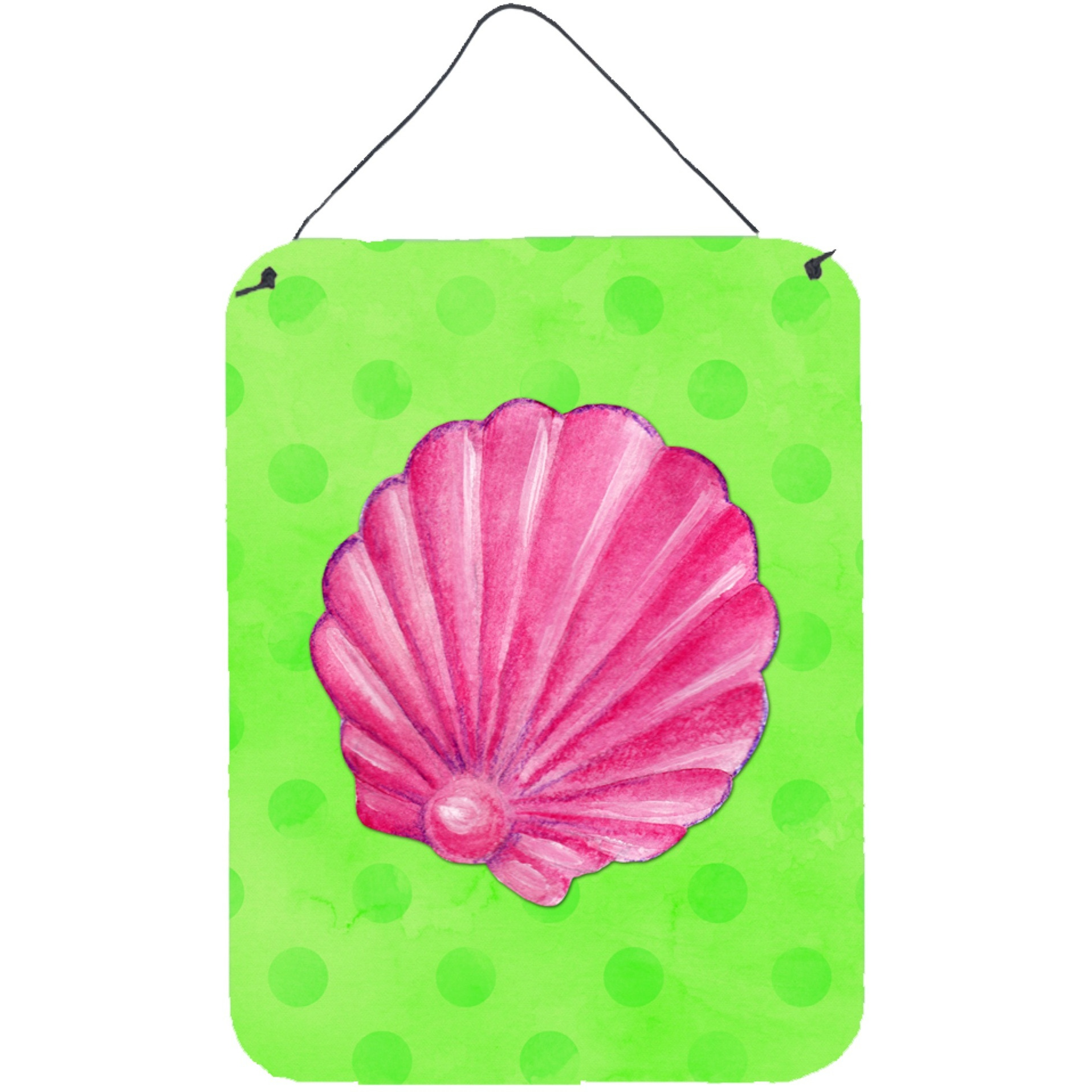&quotCaroline's Treasures Pink Sea Shell Green Polkadot Metal Print, 16hx12w, Multicolor"