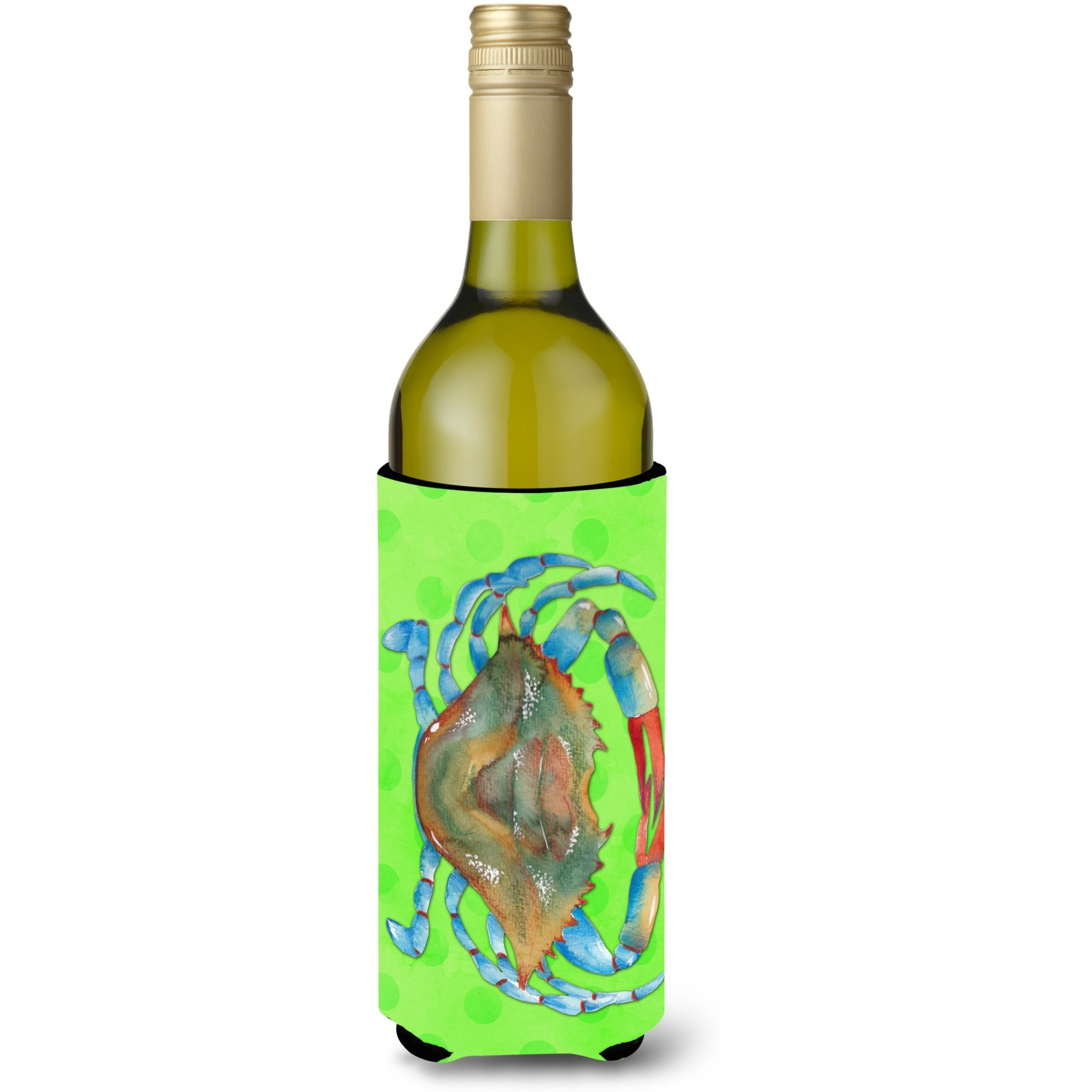 &quotCaroline's Treasures Blue Crab Green Polkadot Beverage Insulator Hugger, 750 ml, Multicolor"