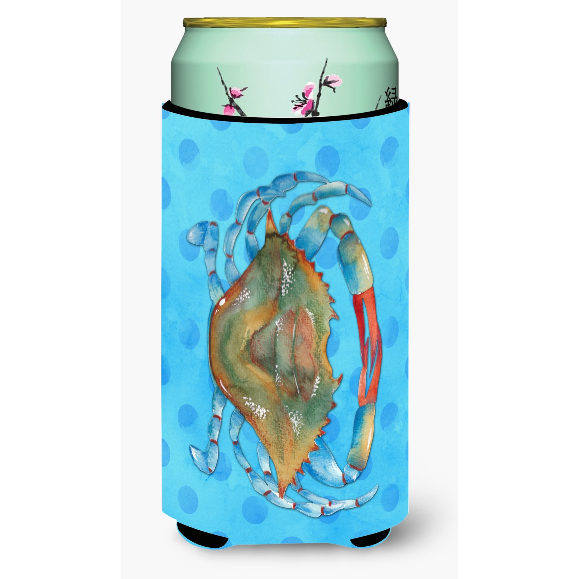 &quotCaroline's Treasures Crab Blue Polkadot Beverage Insulator Hugger, Tall, Multicolor"