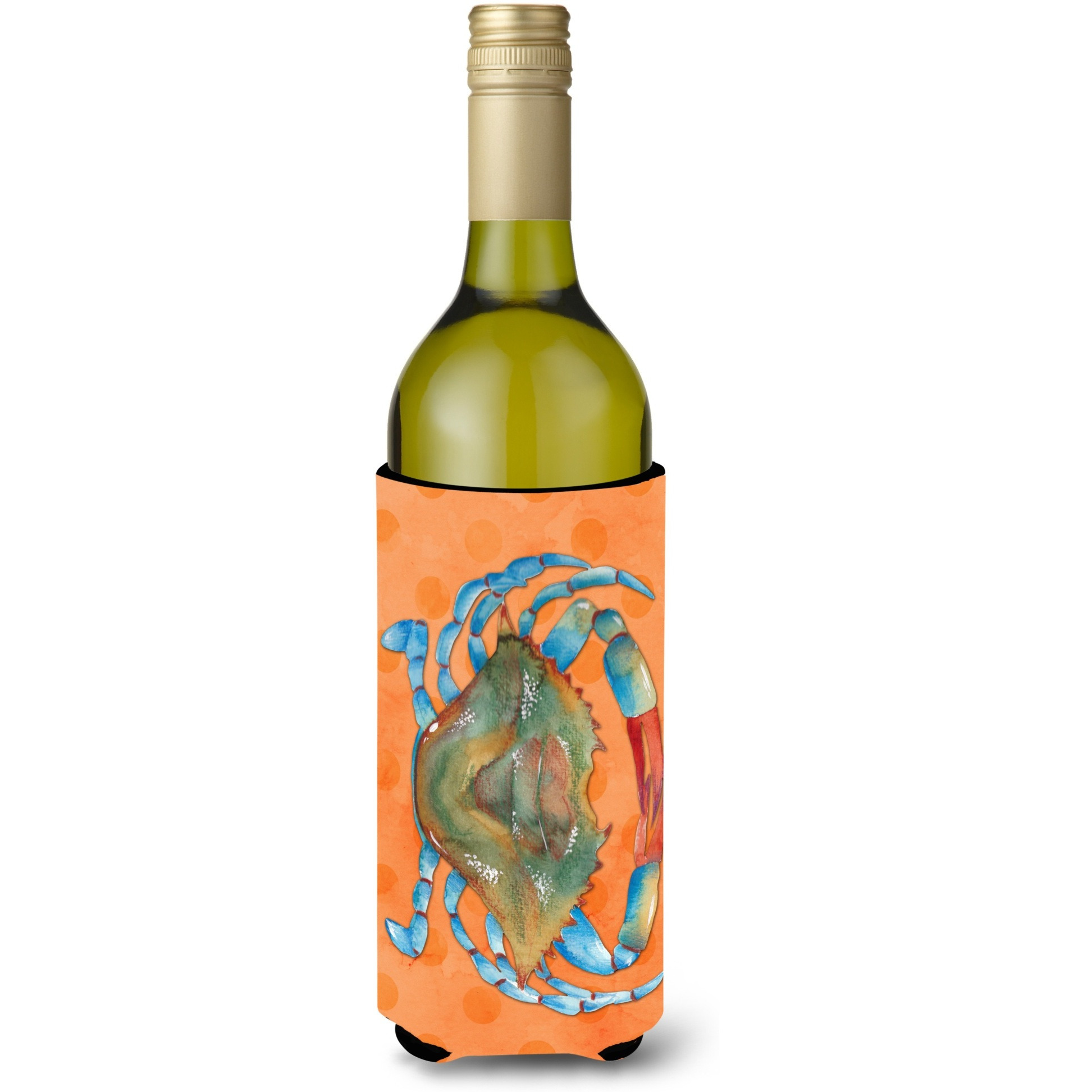&quotCaroline's Treasures Blue Crab Orange Polkadot Beverage Insulator Hugger, 750 ml, Multicolor"