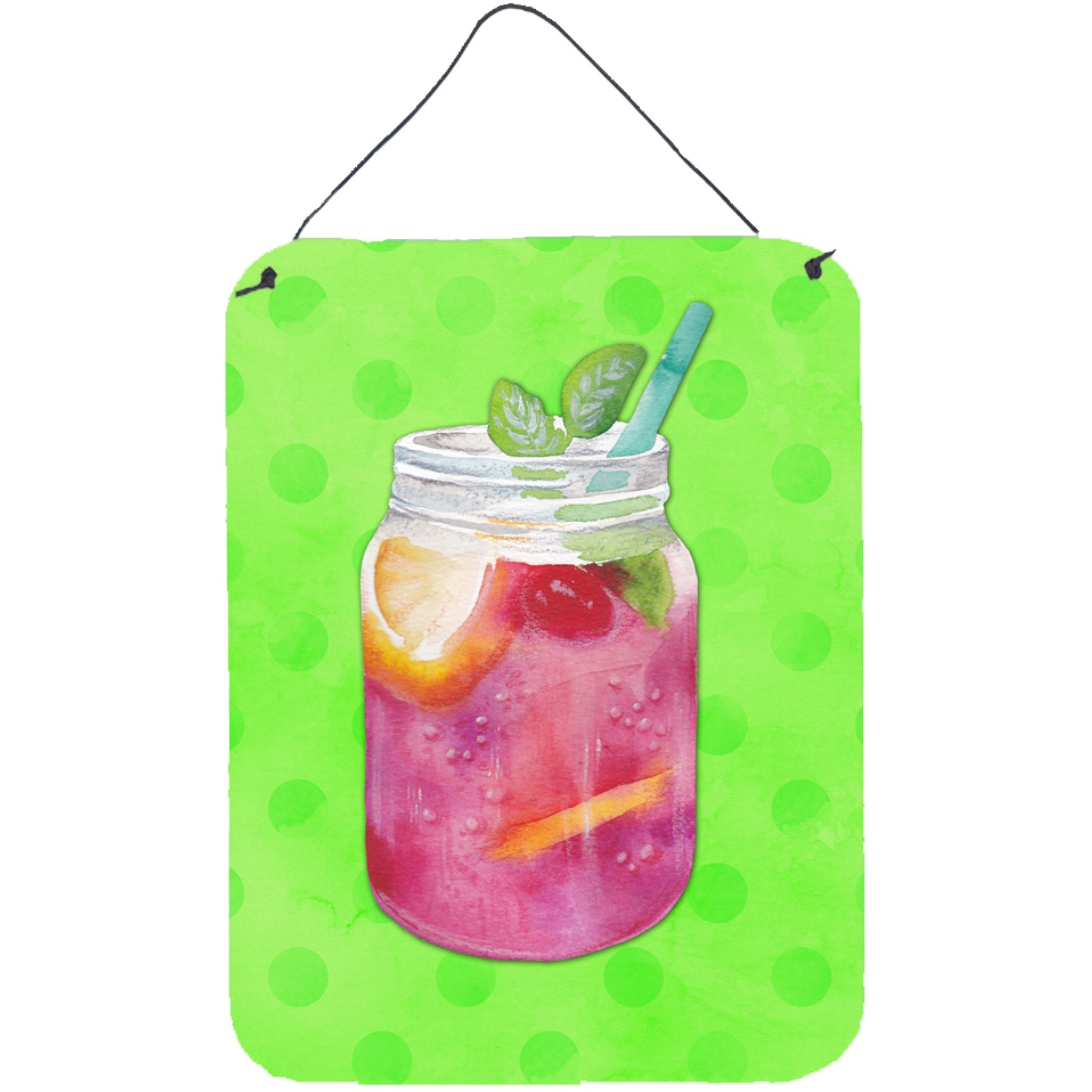 &quotCaroline's Treasures Mason Jar Cocktail Green Polkadot Metal Print, 16hx12w, Multicolor"