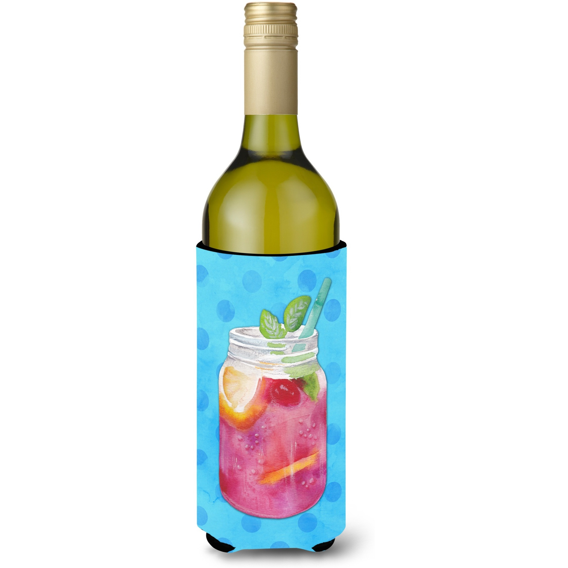 &quotCaroline's Treasures Mason Jar Cocktail Blue Polkadot Beverage Insulator Hugger, 750 ml, Multicolor"