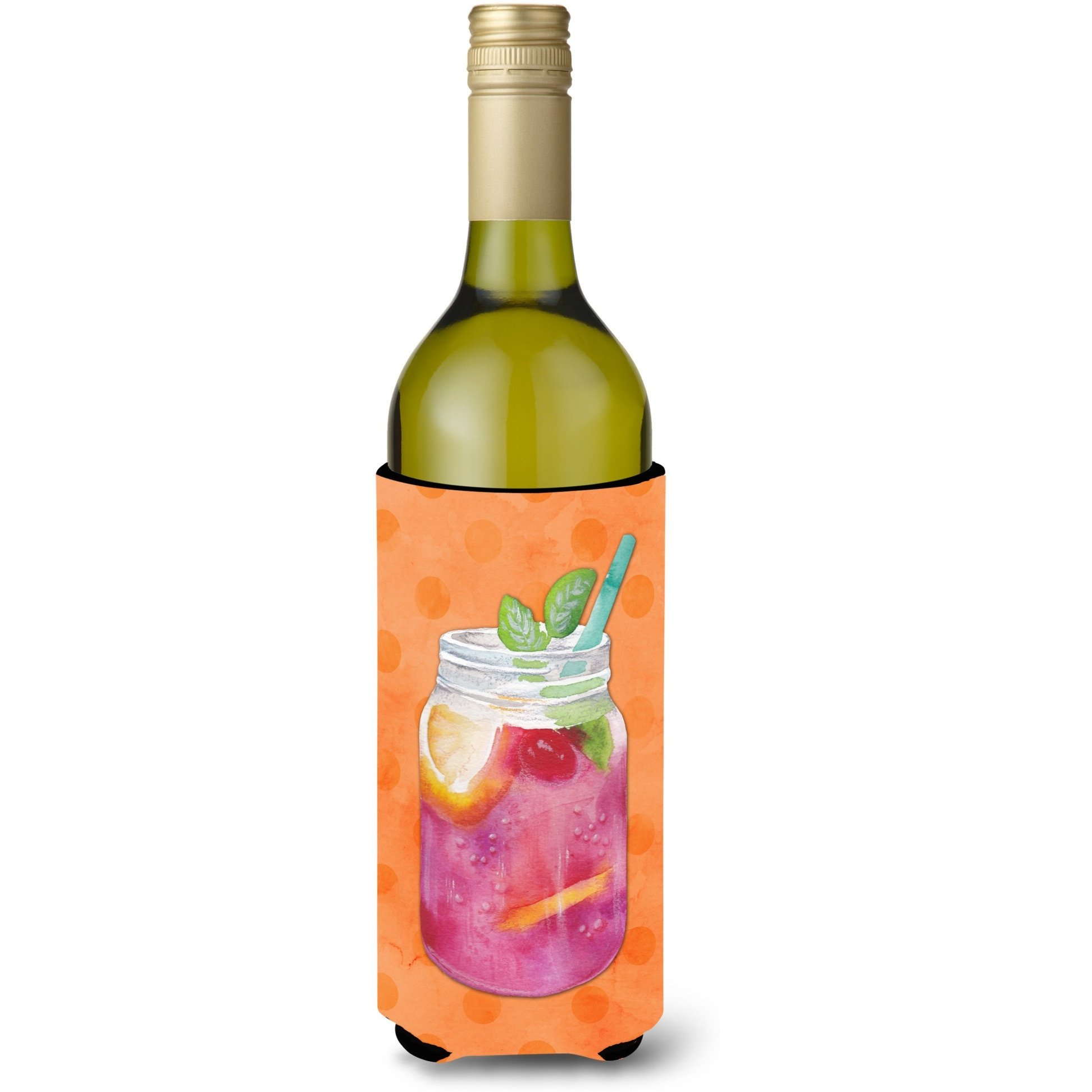 &quotCaroline's Treasures Mason Jar Cocktail Orange Polkadot Beverage Insulator Hugger, 750 ml, Multicolor"