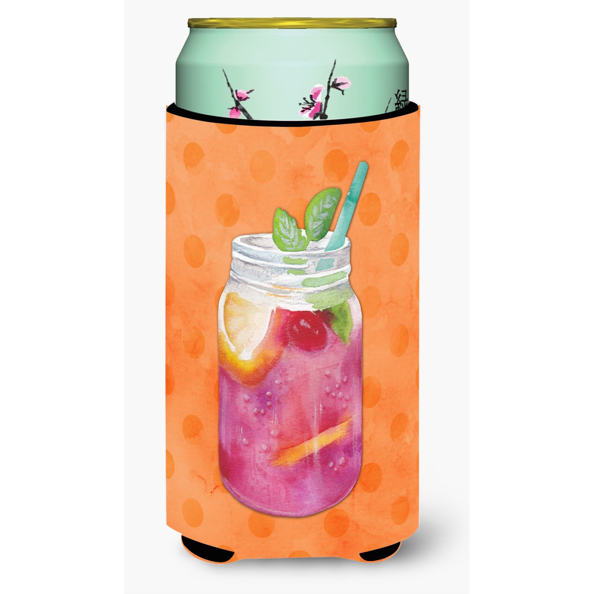 &quotCaroline's Treasures Mason Jar Cocktail Orange Polkadot Beverage Insulator Hugger, Tall, Multicolor"