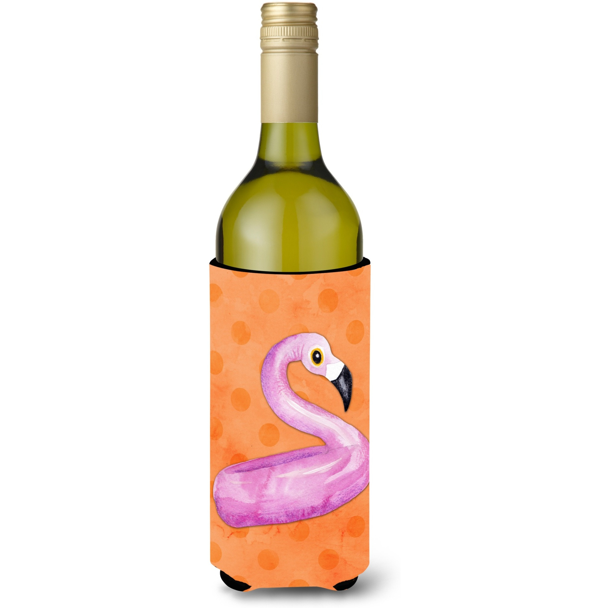 &quotCaroline's Treasures Flamingo Floaty Orange Polkadot Beverage Insulator Hugger, 750 ml, Multicolor"