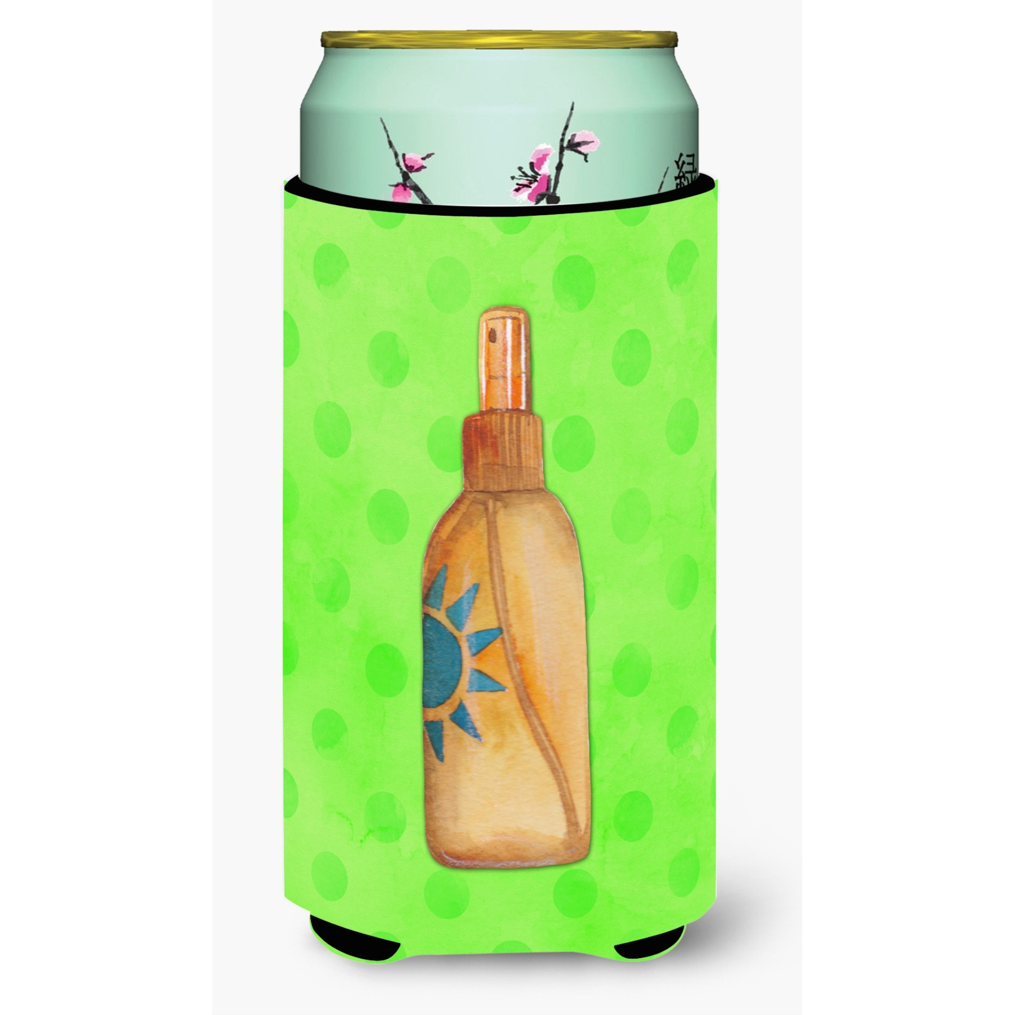 &quotCaroline's Treasures Message in a Bottle Green Polkadot Beverage Insulator Hugger, Tall, Multicolor"