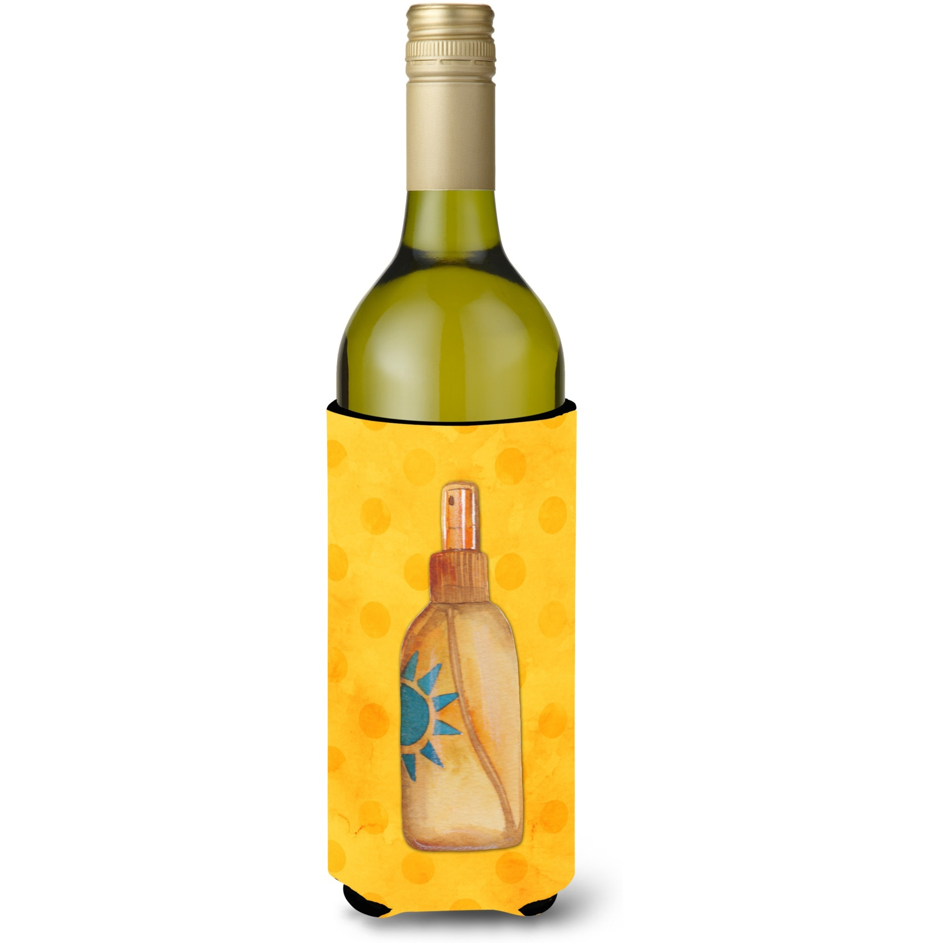 &quotCaroline's Treasures Message in a Bottle Yellow Polkadot Beverage Insulator Hugger, 750 ml, Multicolor"