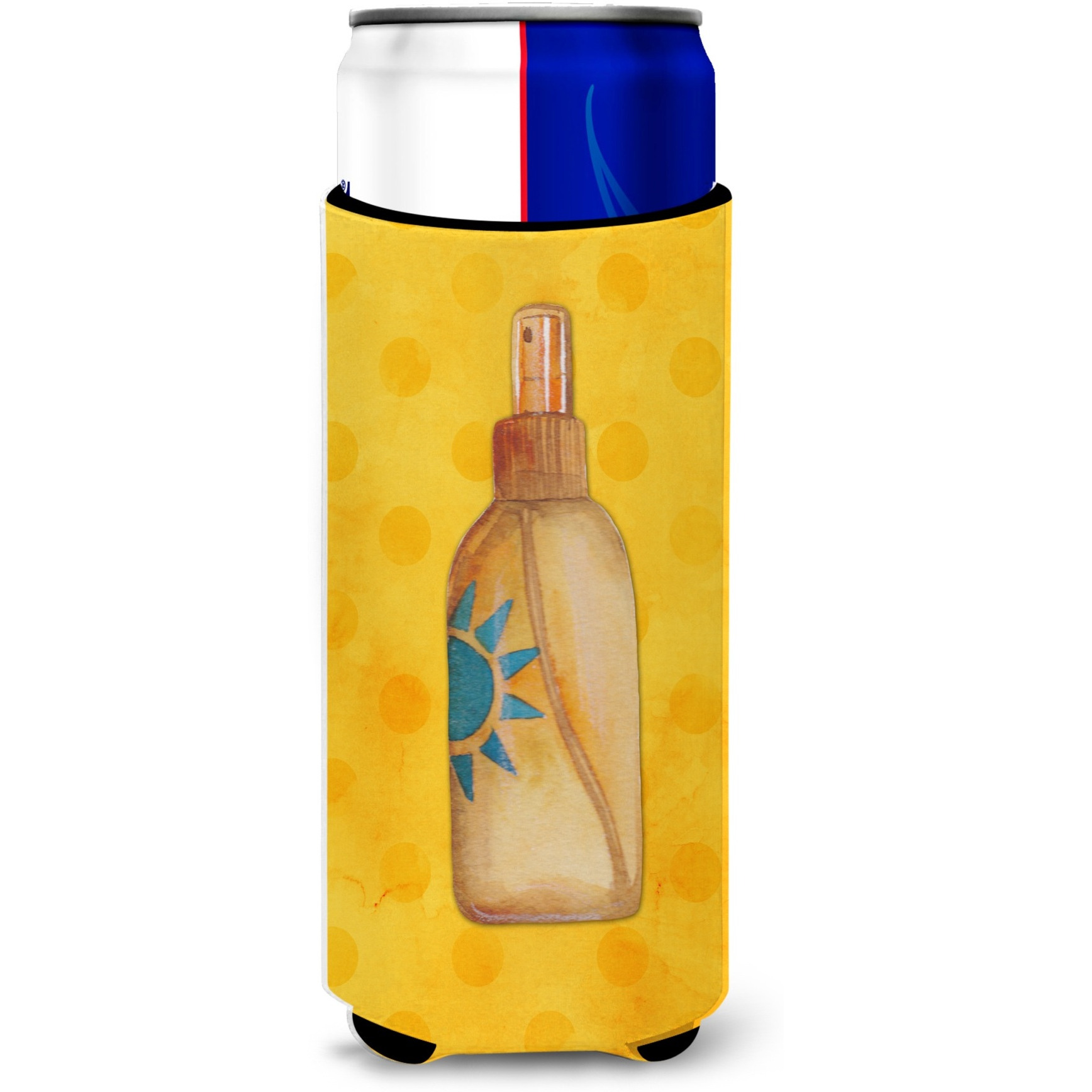 &quotCaroline's Treasures Message in a Bottle Yellow Polkadot Beverage Insulator Hugger, Slim, Multicolor"