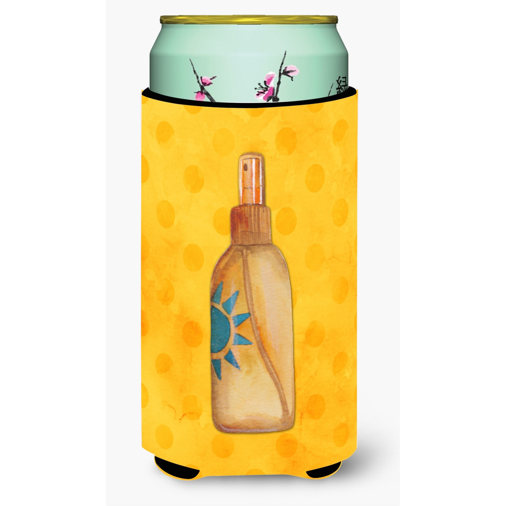 &quotCaroline's Treasures Message in a Bottle Yellow Polkadot Beverage Insulator Hugger, Tall, Multicolor"