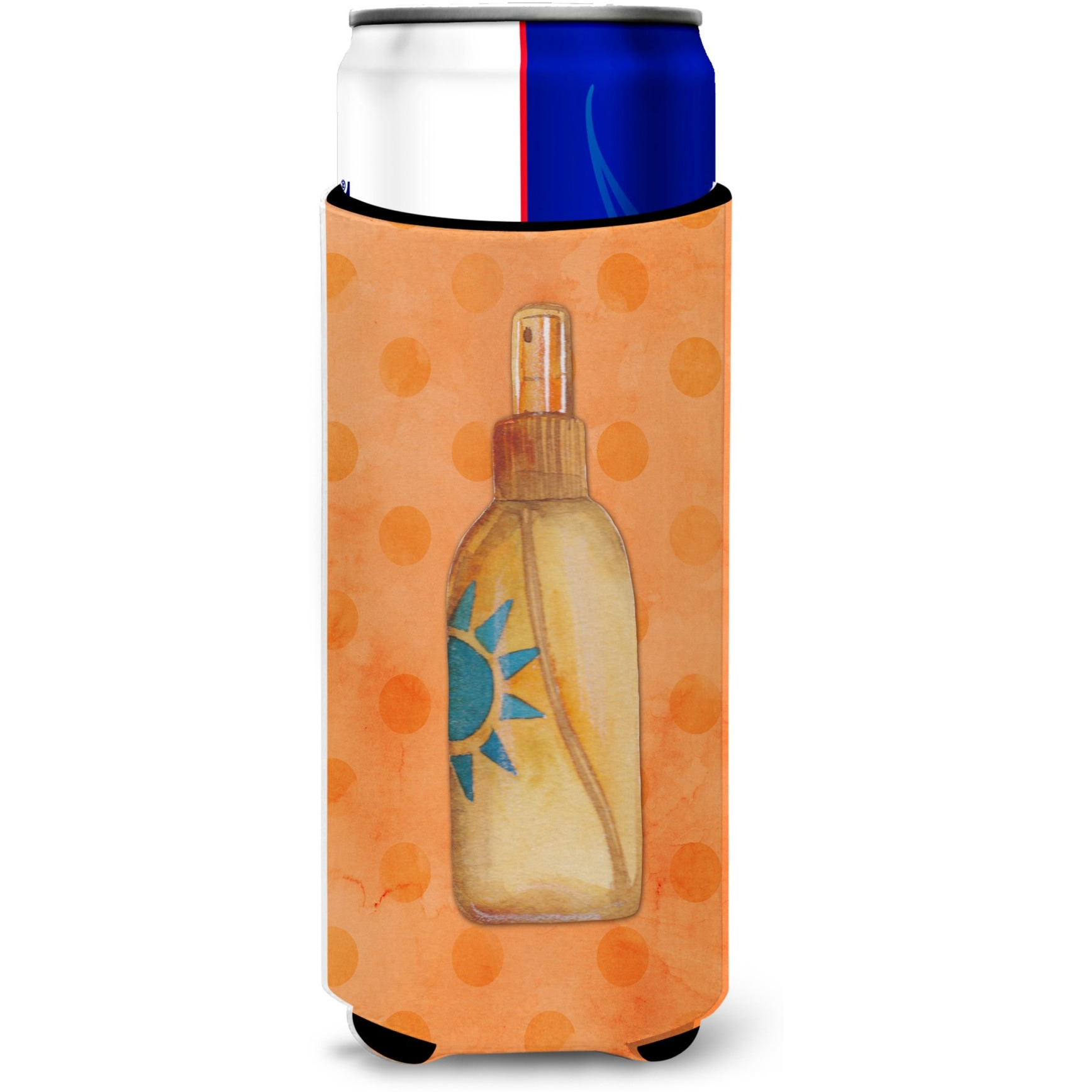&quotCaroline's Treasures Message in a Bottle Orange Polkadot Beverage Insulator Hugger, Slim, Multicolor"