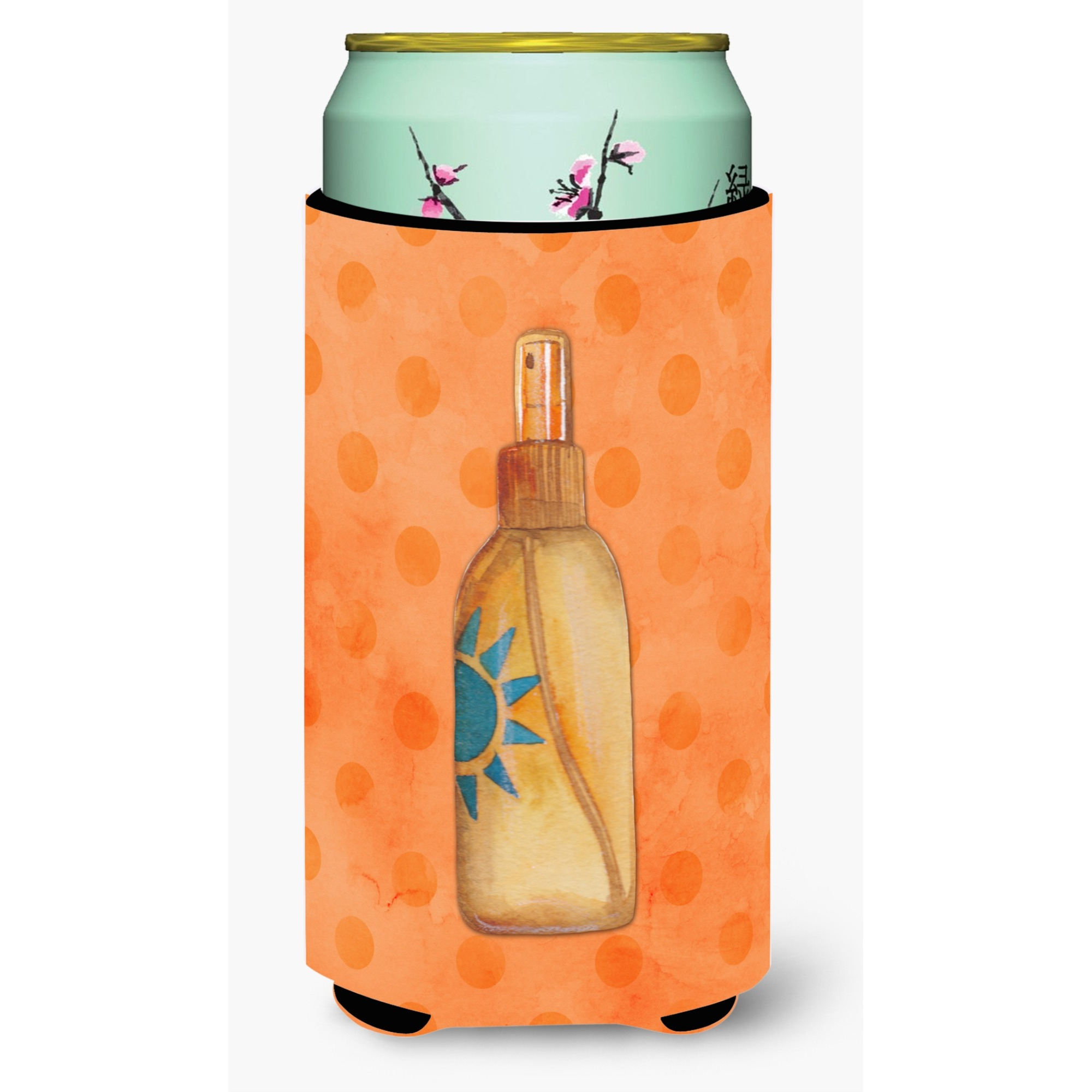 &quotCaroline's Treasures Message in a Bottle Orange Polkadot Beverage Insulator Hugger, Tall, Multicolor"