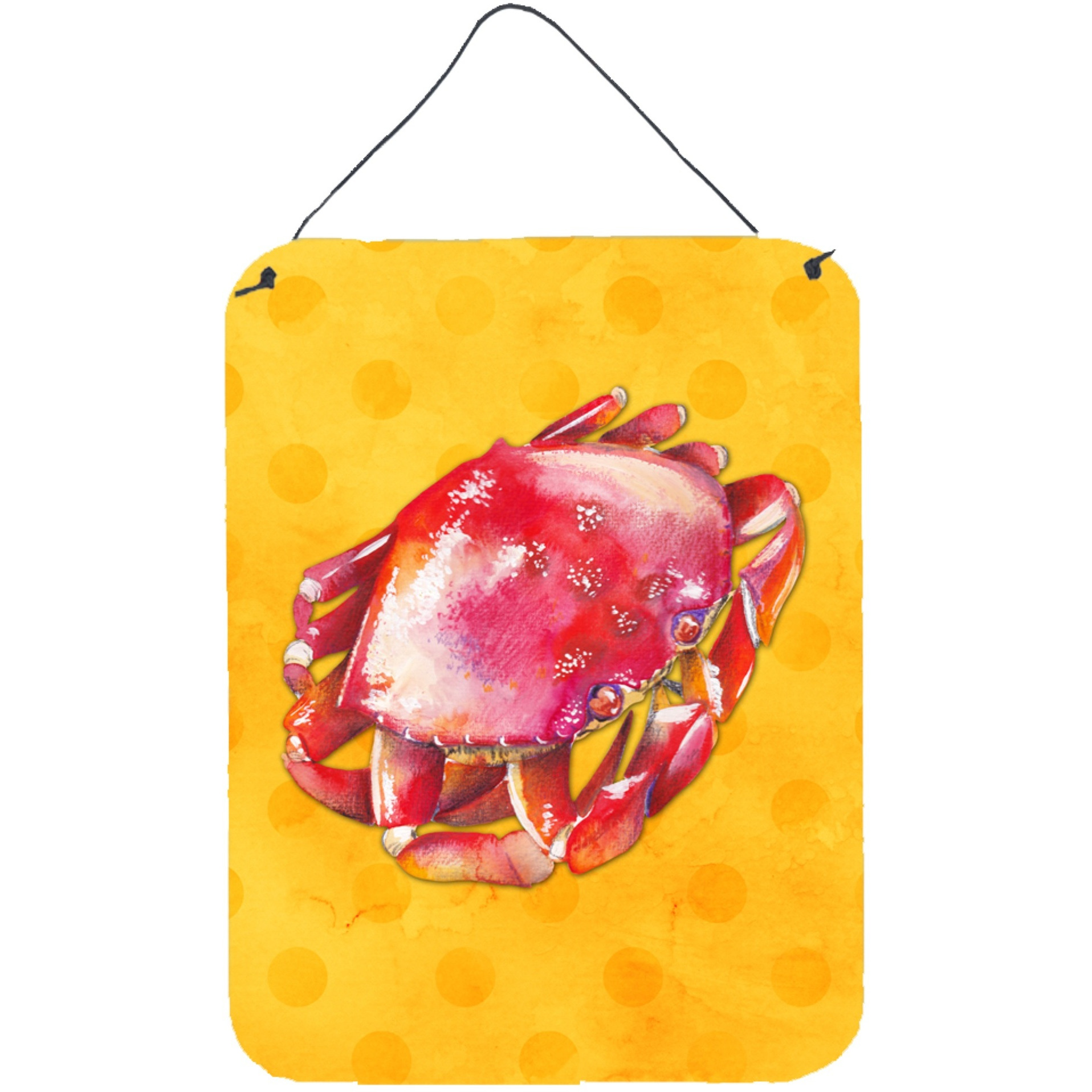 &quotCaroline's Treasures Crab Yellow Polkadot Metal Print, 16hx12w, Multicolor"