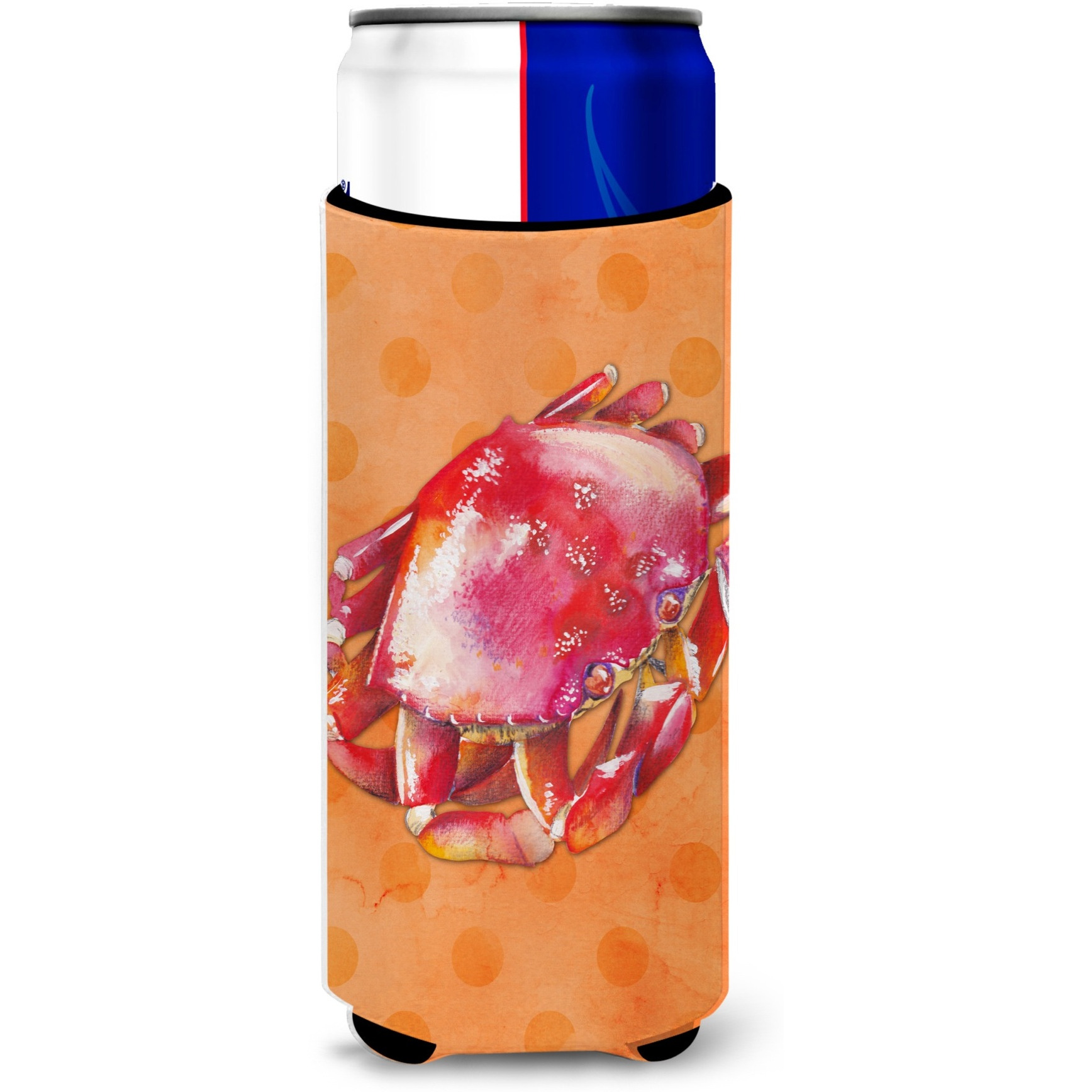 &quotCaroline's Treasures Crab Orange Polkadot Beverage Insulator Hugger, Slim, Multicolor"