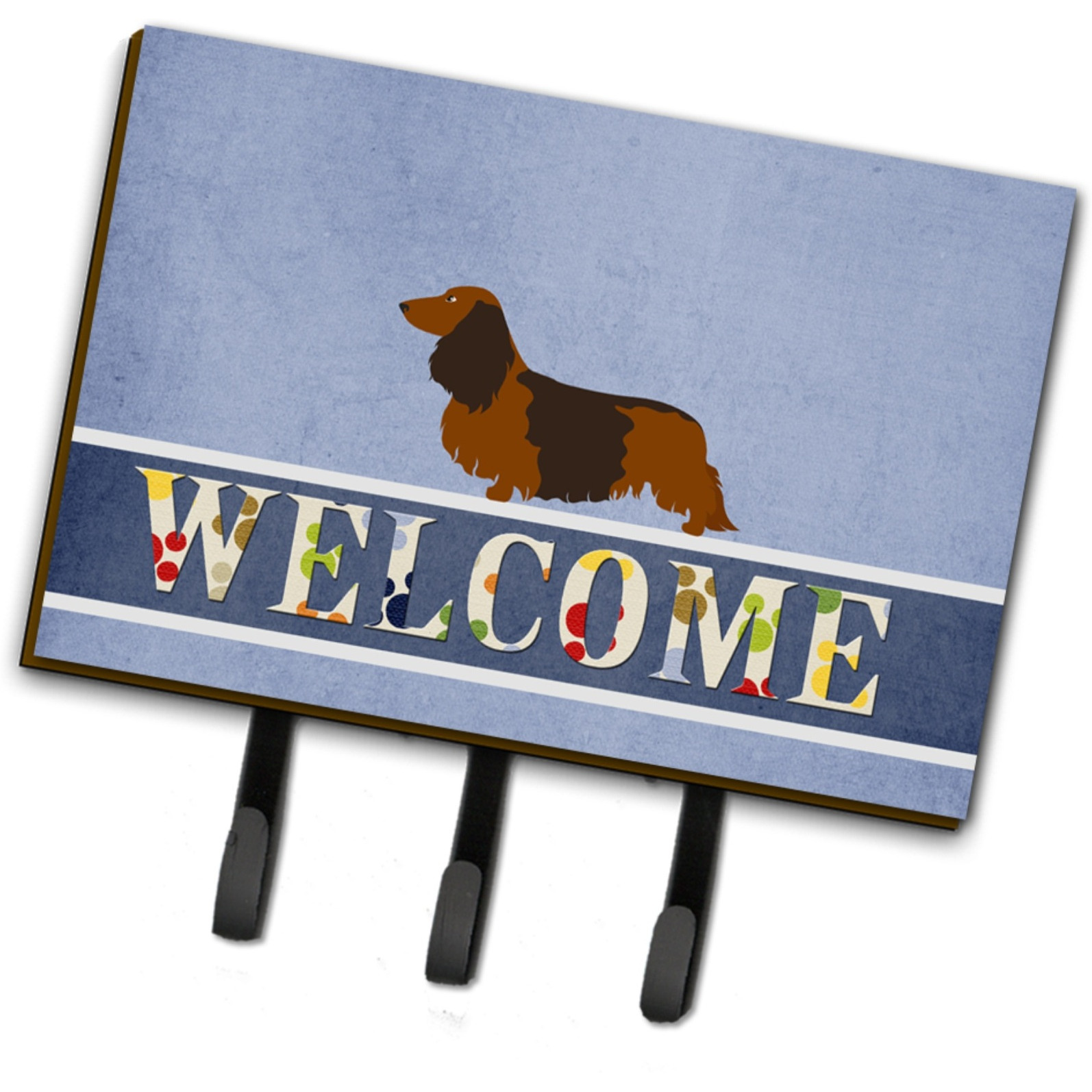 &quotCaroline's Treasures Longhaired Dachshund Welcome Wall Hook, Triple"
