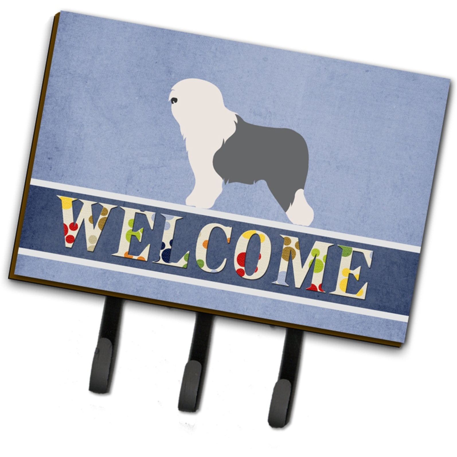 &quotCaroline's Treasures Old English Sheepdog Bobtail Wall Hook, Triple, Multicolor"