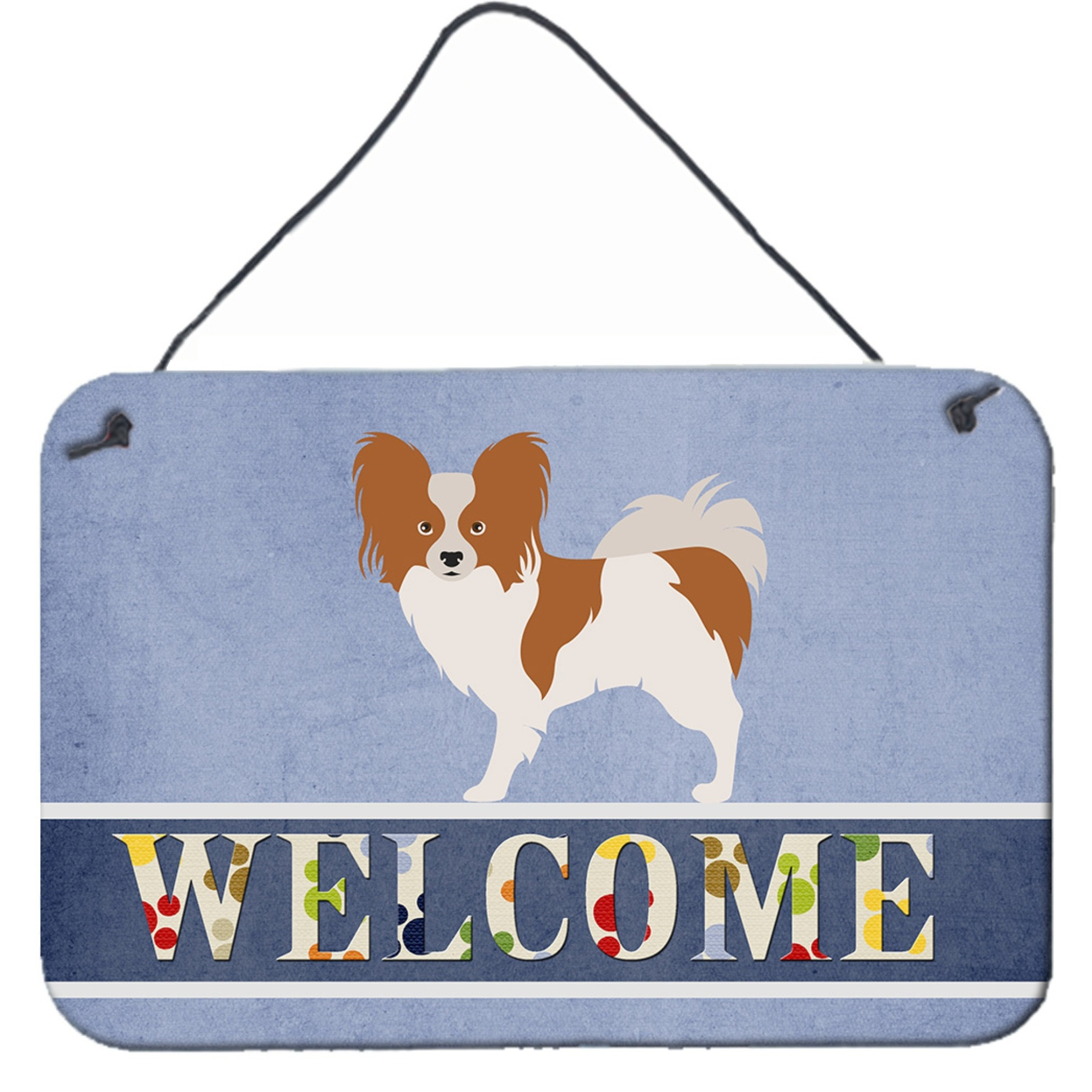 &quotCaroline's Treasures Papillon Welcome Metal Print, 8"" x 12"""