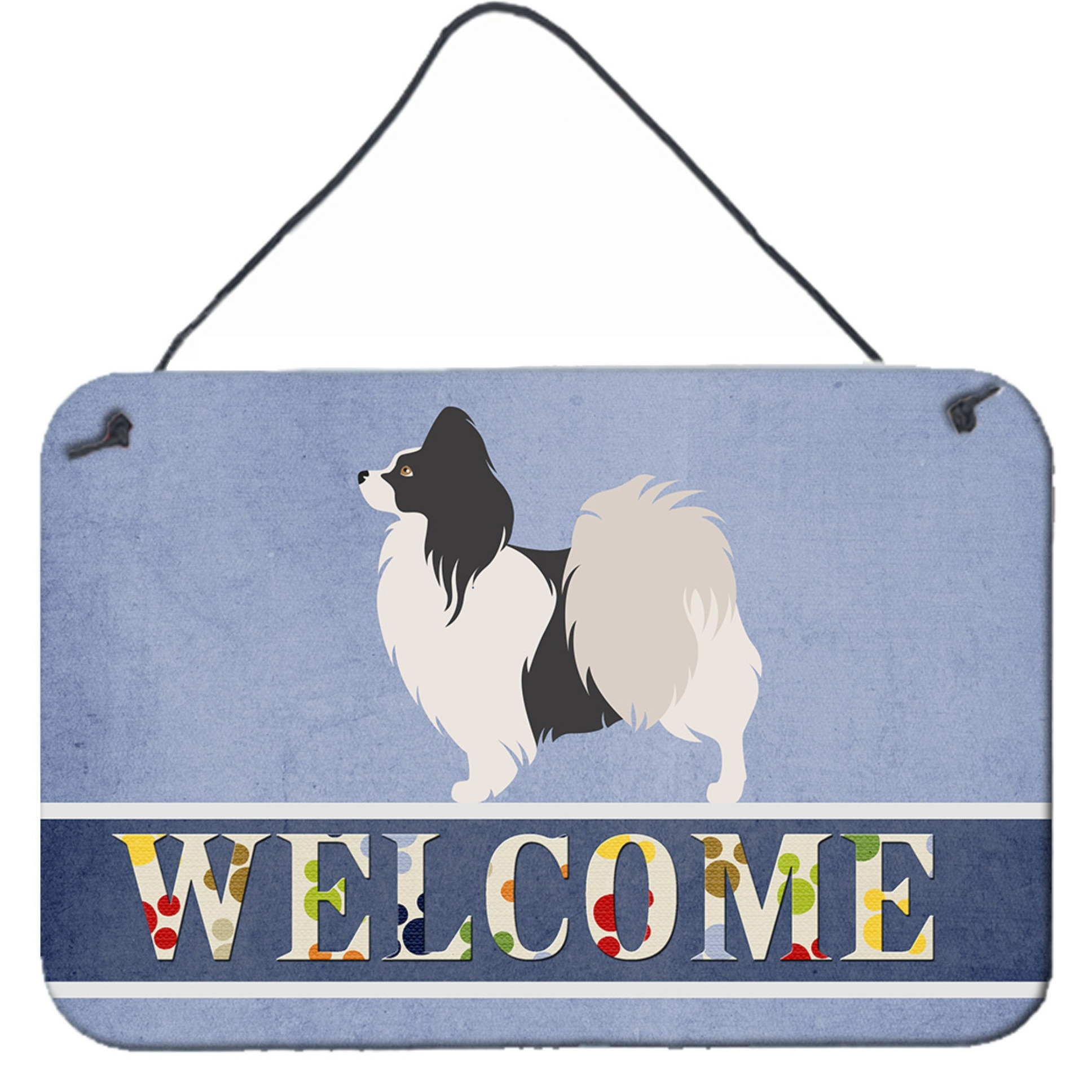 &quotCaroline's Treasures Papillon Welcome Metal Print, 8"" x 12"", Multicolor"