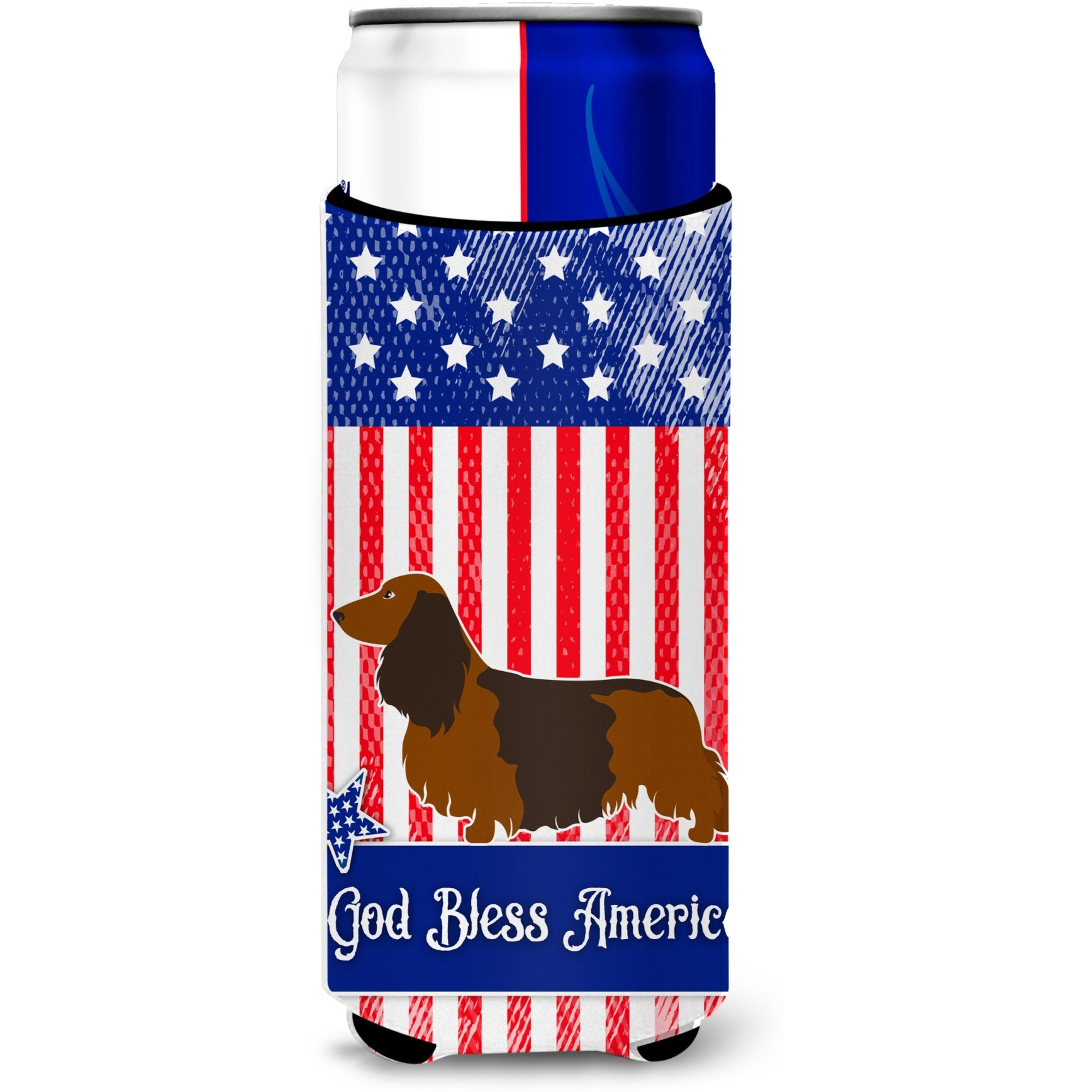 &quotCaroline's Treasures Longhaired Dachshund American Decorative Can Hugger, Slim, Multicolor"