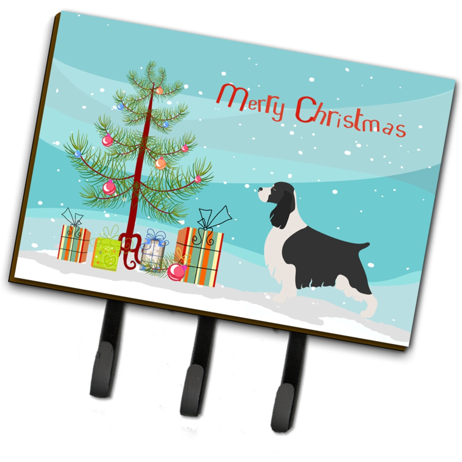 &quotCaroline's Treasures English Springer Spaniel Wall Hook, Triple, Christmas Tree"