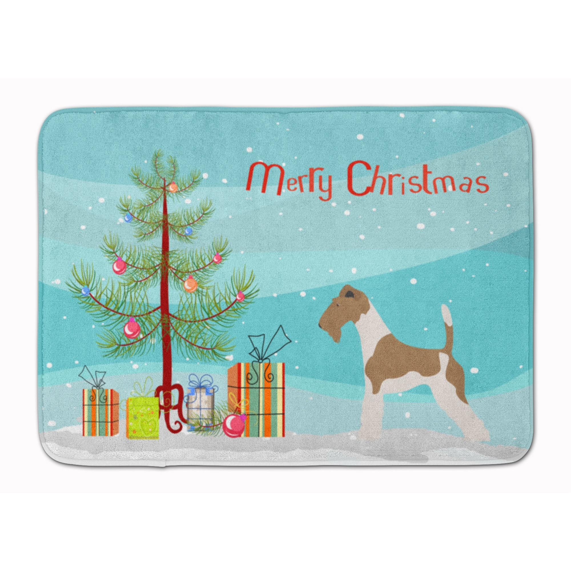 &quotCaroline's Treasures Wire Fox Terrier Christmas Floor Mat, 19hx27w, Multicolor"