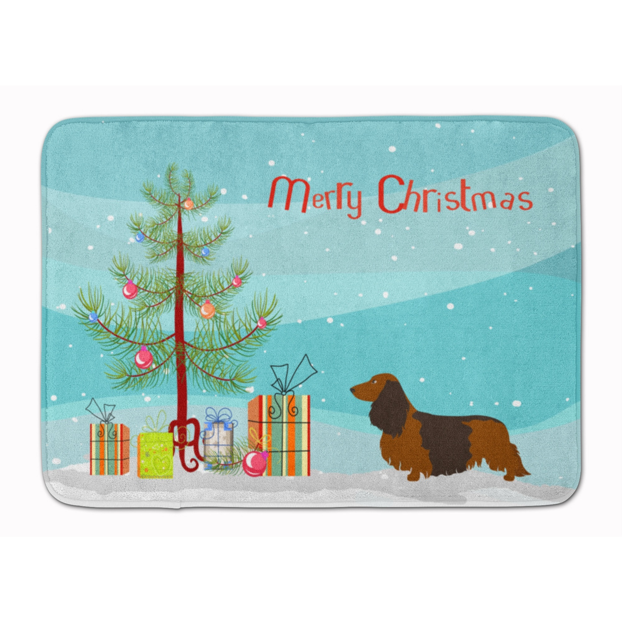 &quotCaroline's Treasures Longhaired Dachshund Christmas Floor Mat, 19hx27w, Multicolor"
