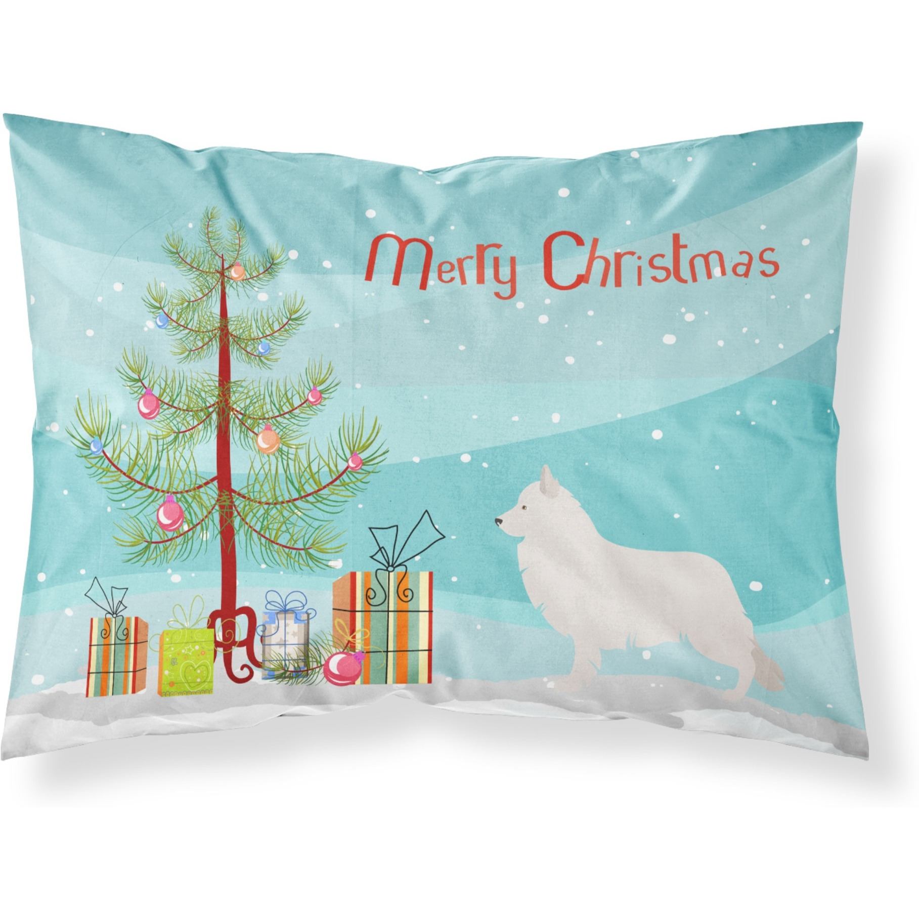 &quotCaroline's Treasures Berger Blanc Suisse Pillowcase, Standard, Christmas Tree"