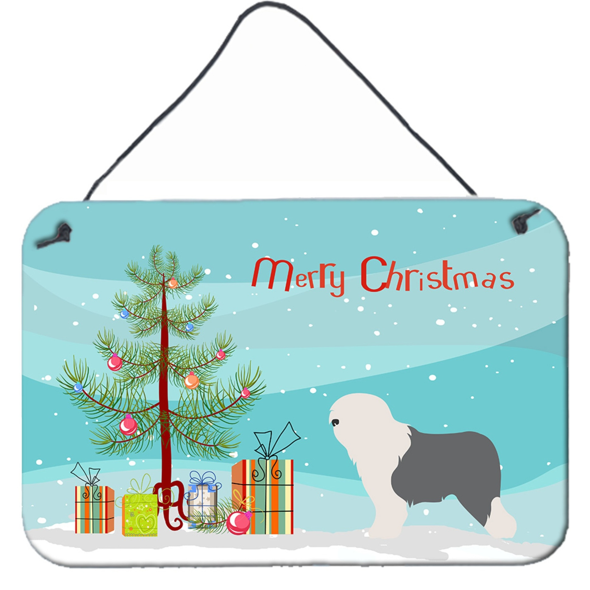 &quotCaroline's Treasures Old English Sheepdog Bobtail Metal Print, 8"" x 12"", Christmas Tree"