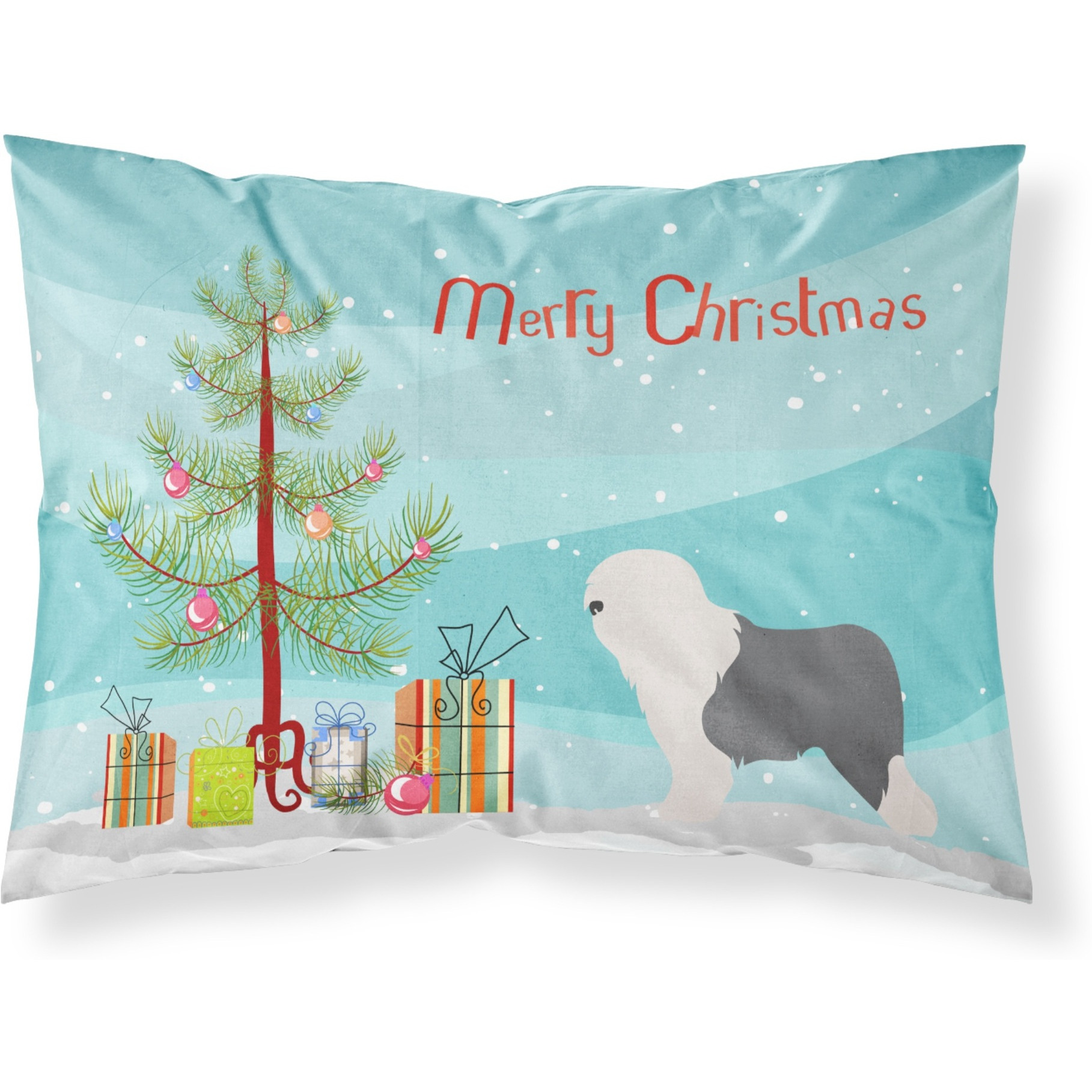&quotCaroline's Treasures Old English Sheepdog Bobtail Pillowcase, Standard, Christmas Tree"