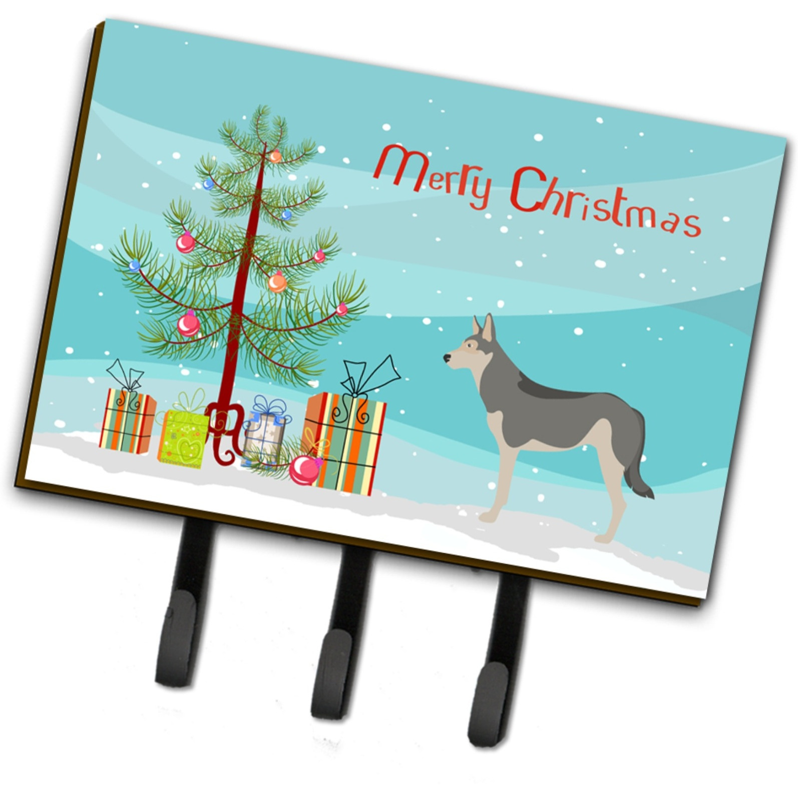 &quotCaroline's Treasures Saarloos Wolfdog Wall Hook, Triple, Christmas Tree"