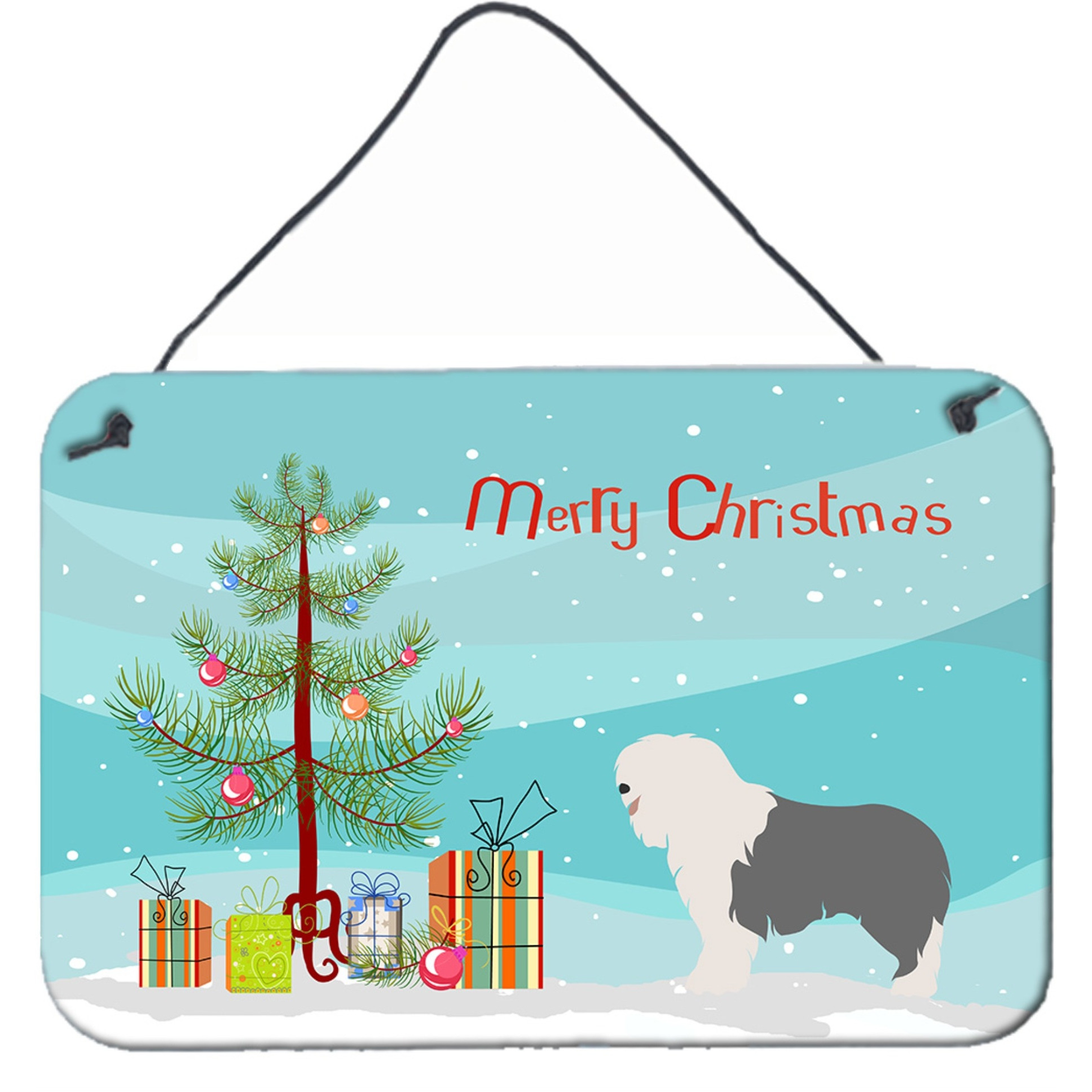 &quotCaroline's Treasures Old English Sheepdog Metal Print, 8hx12w, Christmas Tree"