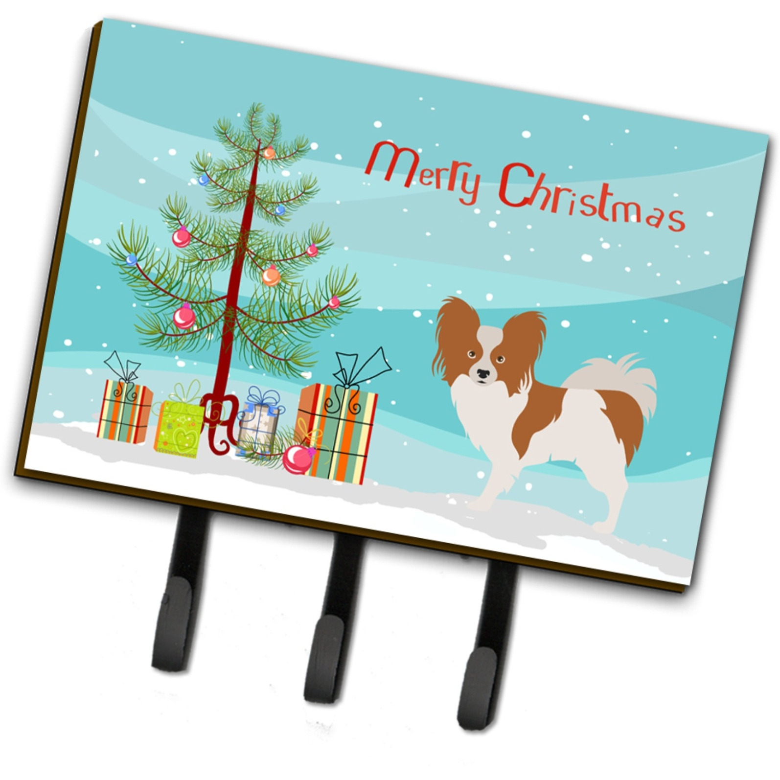 &quotCaroline's Treasures Papillon Wall Hook, Triple, Christmas Tree"
