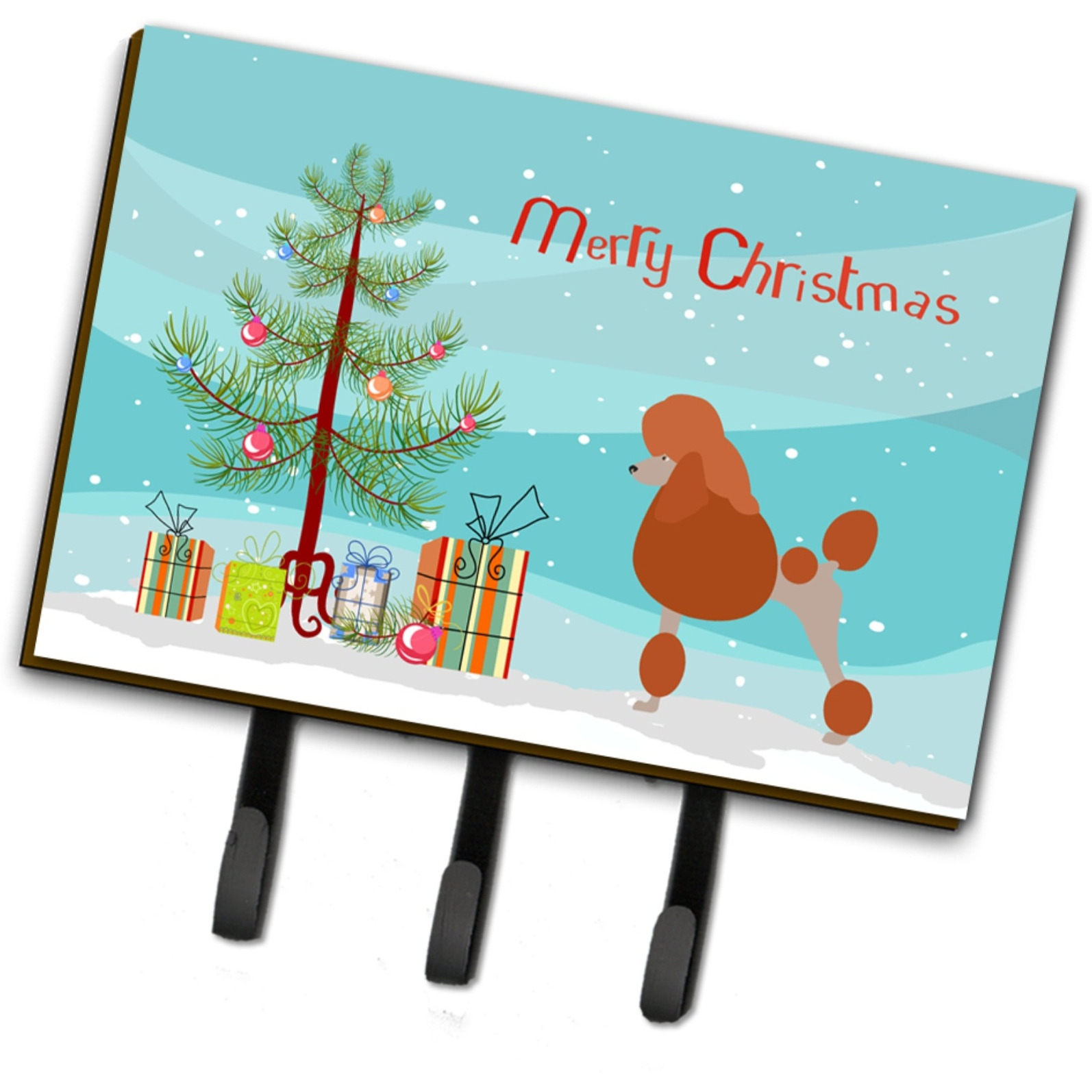 &quotCaroline's Treasures Royal Poodle Wall Hook, Triple, Christmas Tree"