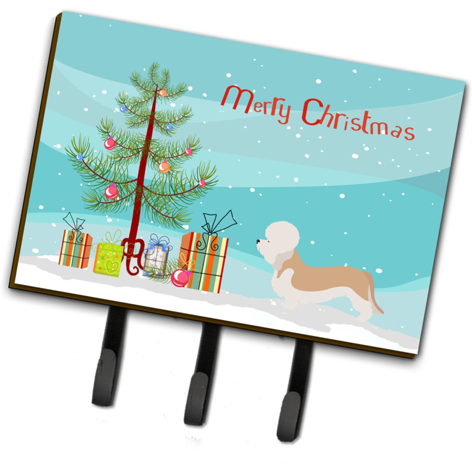 &quotCaroline's Treasures Dandie Dinmont Terrier Wall Hook, Triple, Christmas Tree"